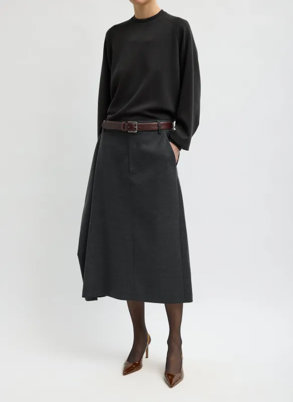 Cozy Flannel Midi Trouser Skirt with Side Drape made by Tibi