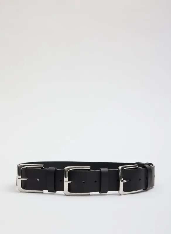 Triple Buckle Arthur Leather Belt made by Tibi