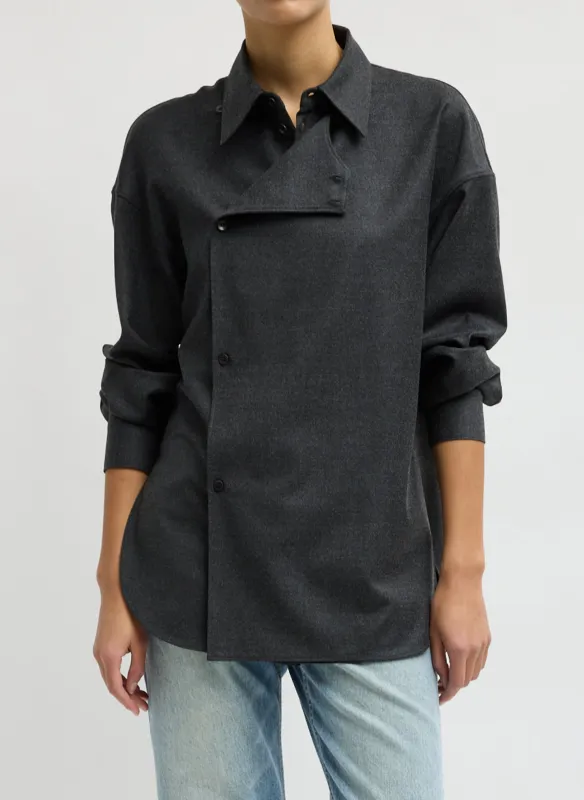 Cozy Flannel Long Sleeve Shirt with Overlap Detail made by Tibi