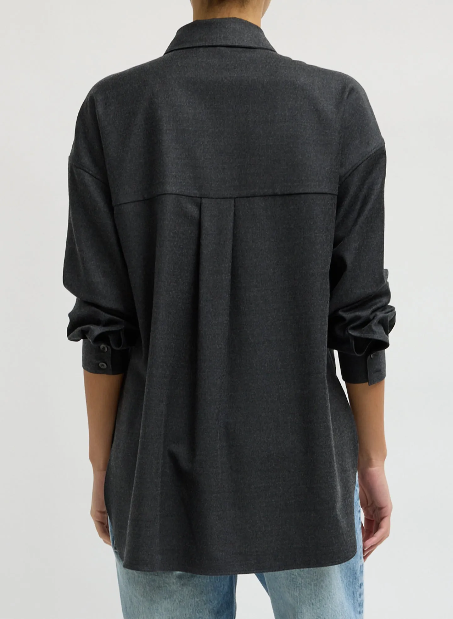 Cozy Flannel Long Sleeve Shirt with Overlap Detail sold by Tibi product image thumbnail 5