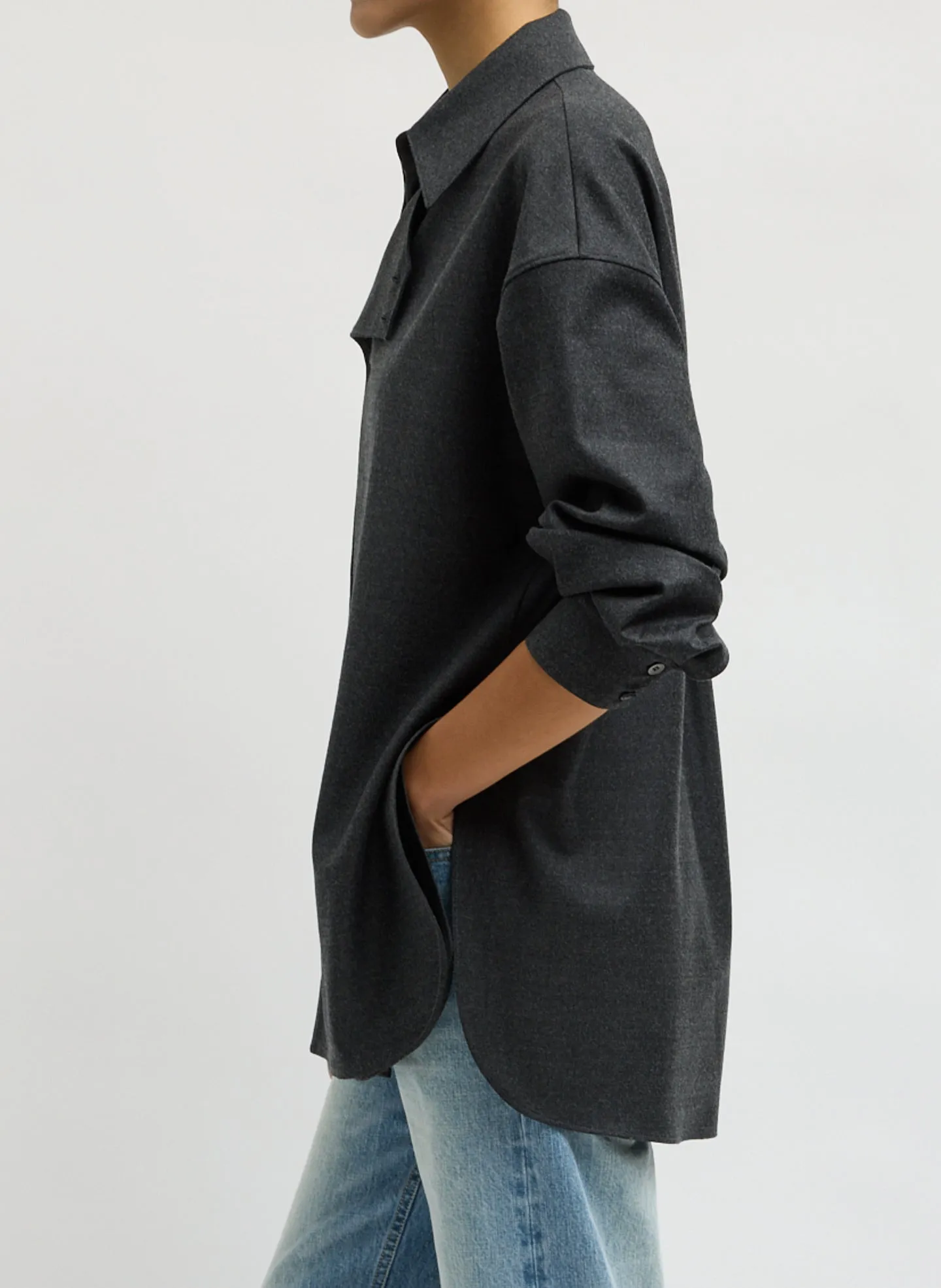 Cozy Flannel Long Sleeve Shirt with Overlap Detail sold by Tibi product image thumbnail 4