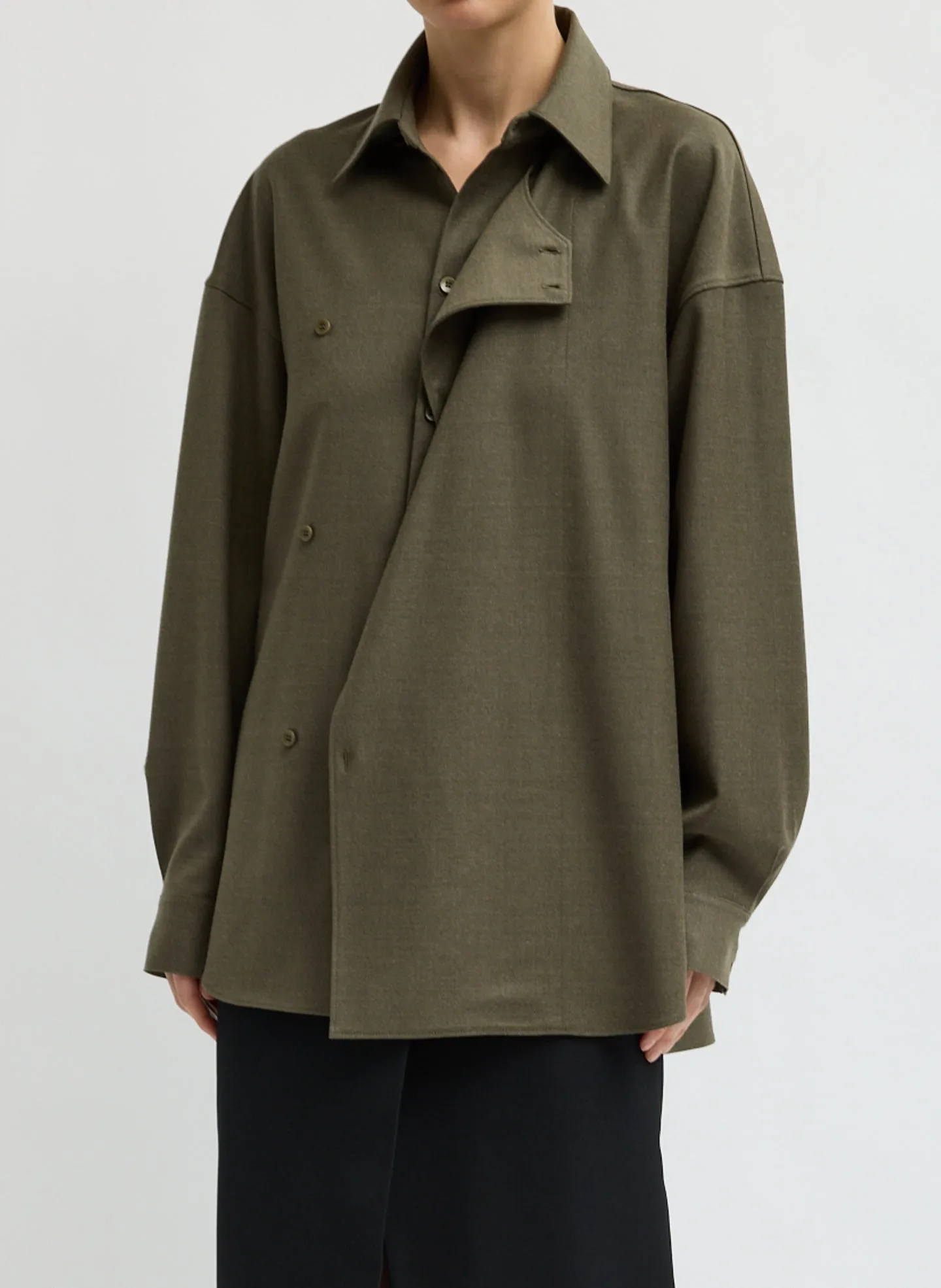 Cozy Flannel Long Sleeve Shirt with Overlap Detail sold by Tibi product image thumbnail 3