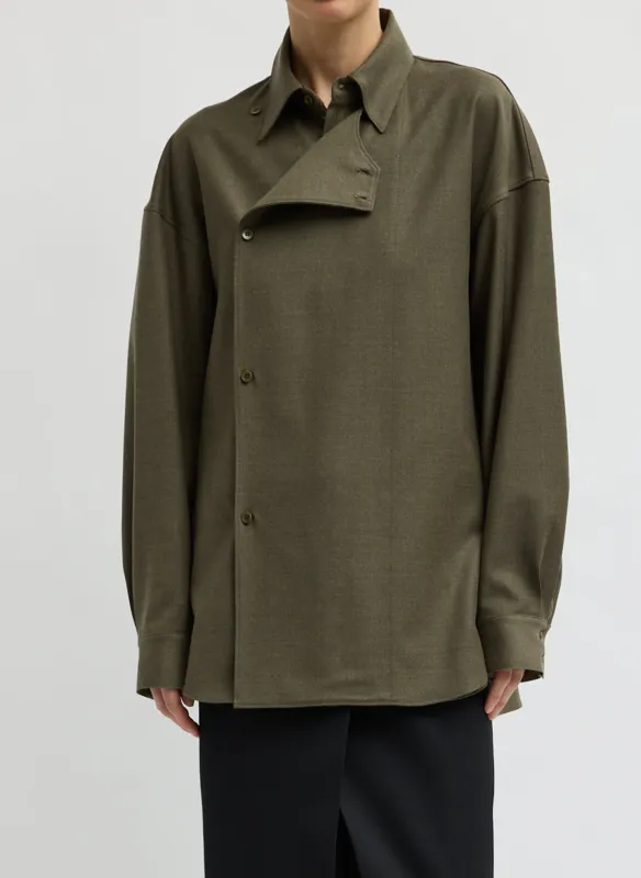 Cozy Flannel Long Sleeve Shirt with Overlap Detail made by Tibi