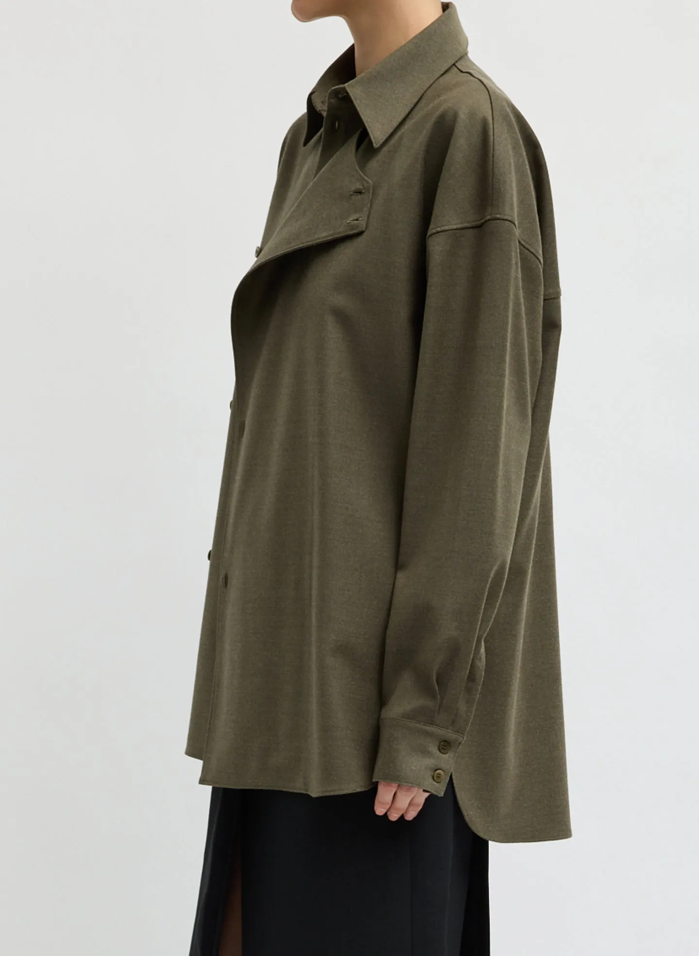 Cozy Flannel Long Sleeve Shirt with Overlap Detail sold by Tibi product image thumbnail 4