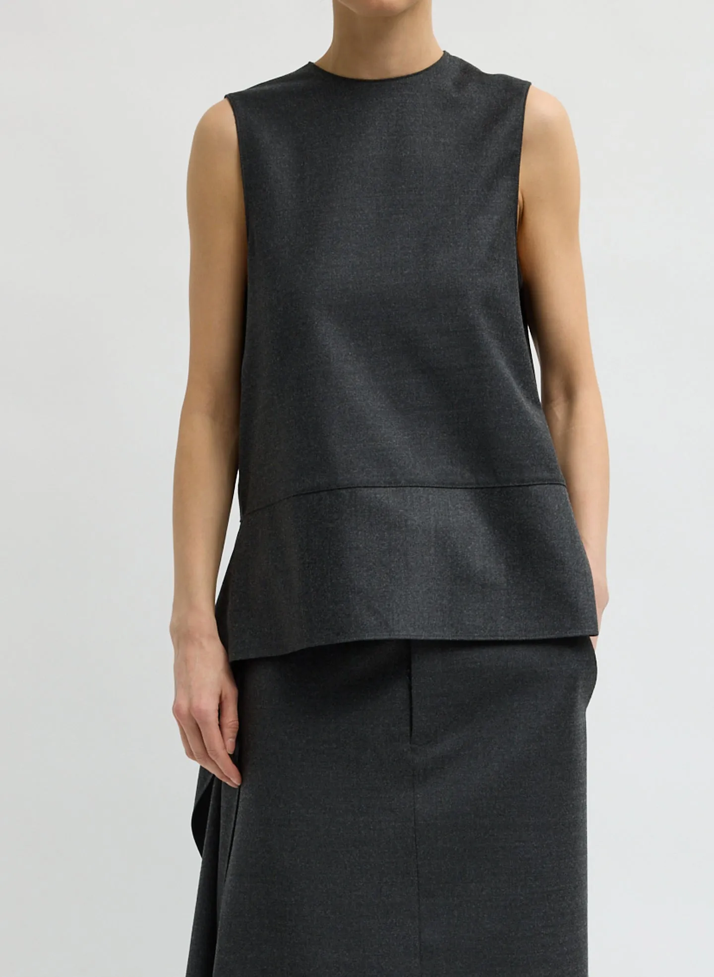 Cozy Flannel Asymmetrical Sleeveless Top sold by Tibi