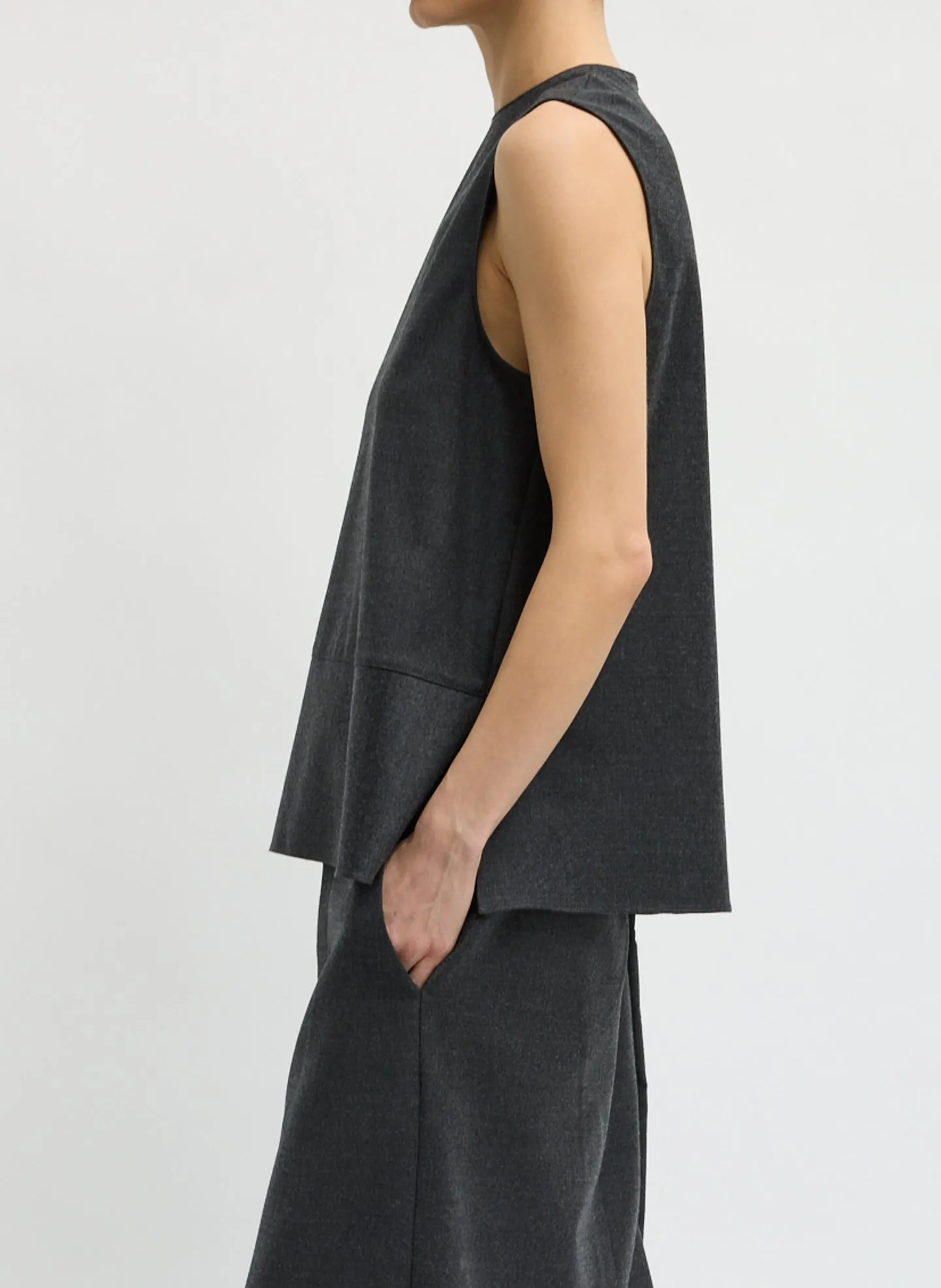 Cozy Flannel Asymmetrical Sleeveless Top sold by Tibi product image thumbnail 4