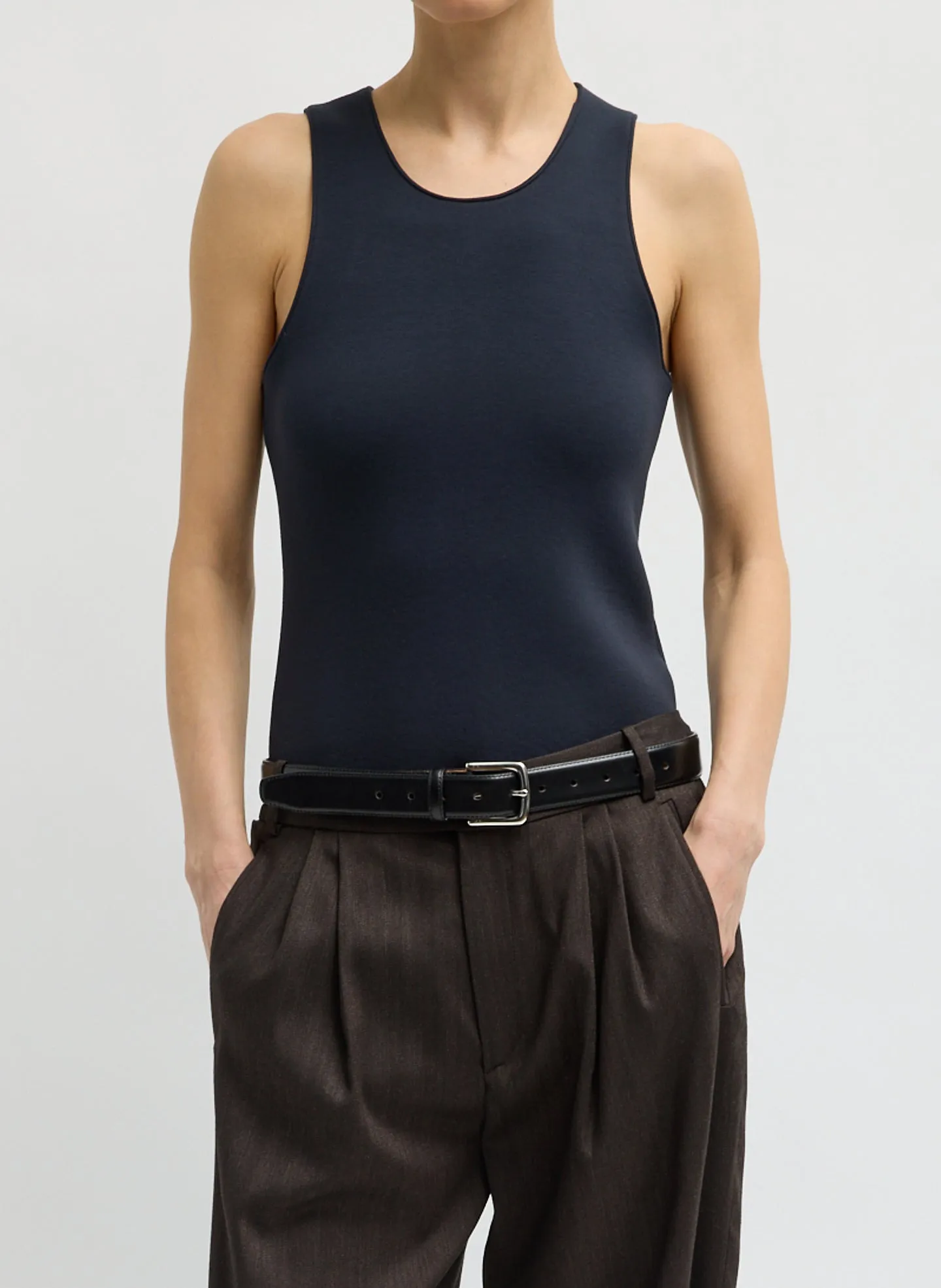 Bonded Viscose Racerback Tank Top sold by Tibi