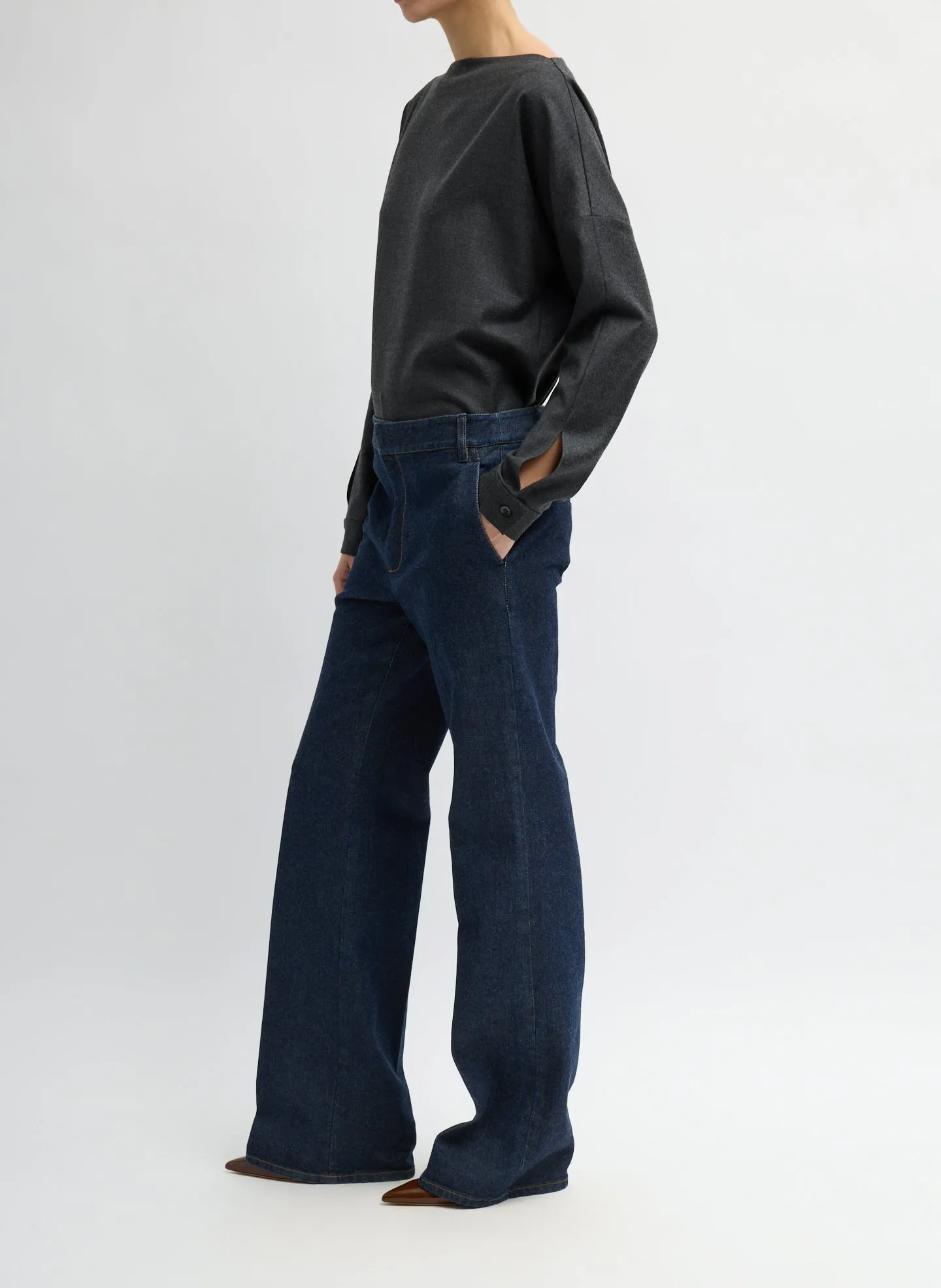 Indigo Denim Pat Trouser Jean sold by Tibi product image thumbnail 4