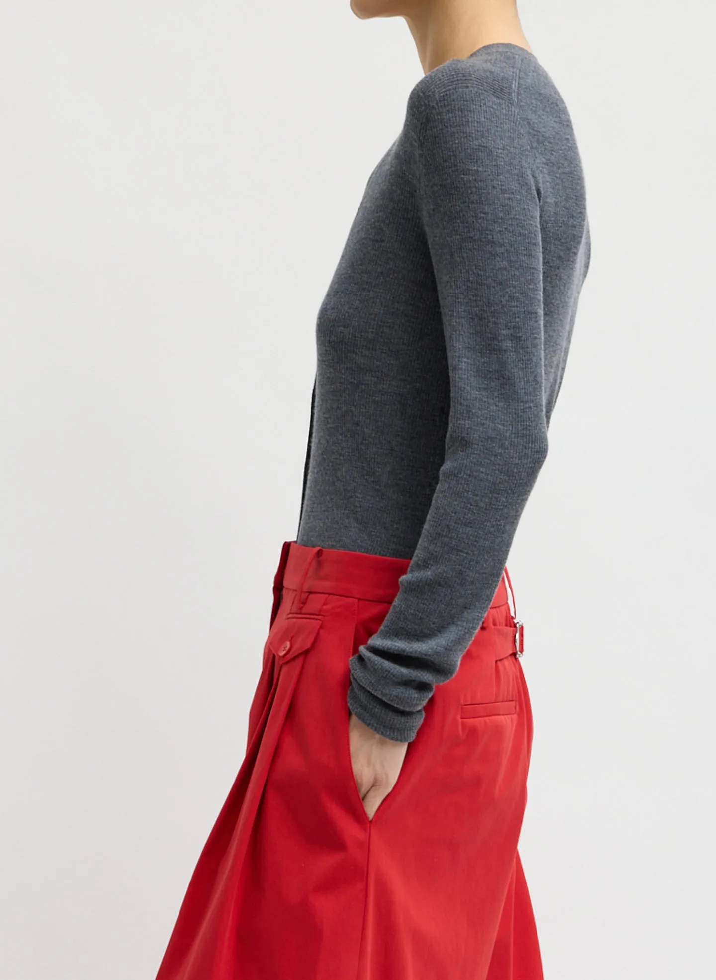 Feather Weight Ribbed V-Neck Slim Cardigan sold by Tibi product image thumbnail 2