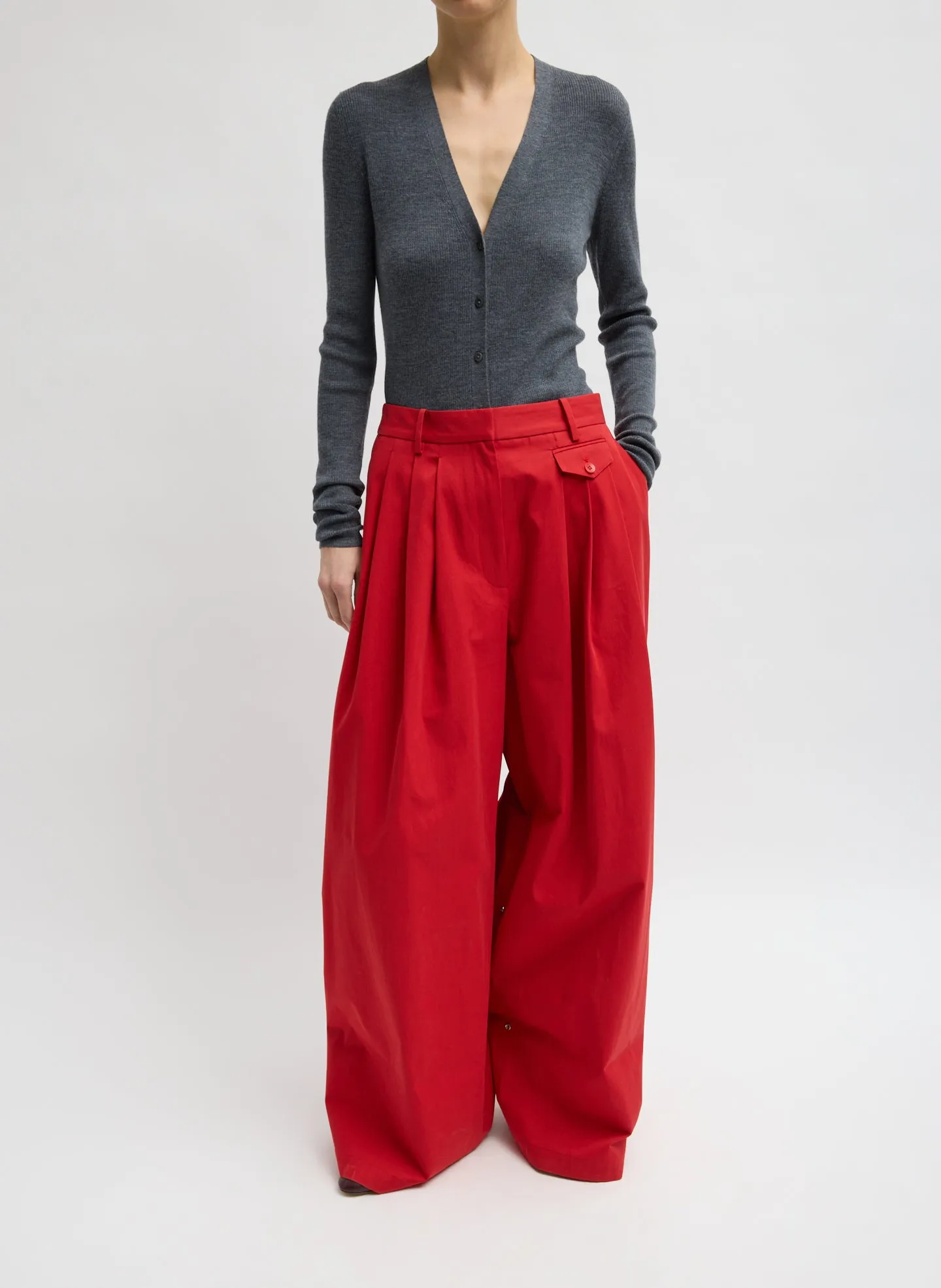 Feather Weight Ribbed V-Neck Slim Cardigan sold by Tibi product image thumbnail 4