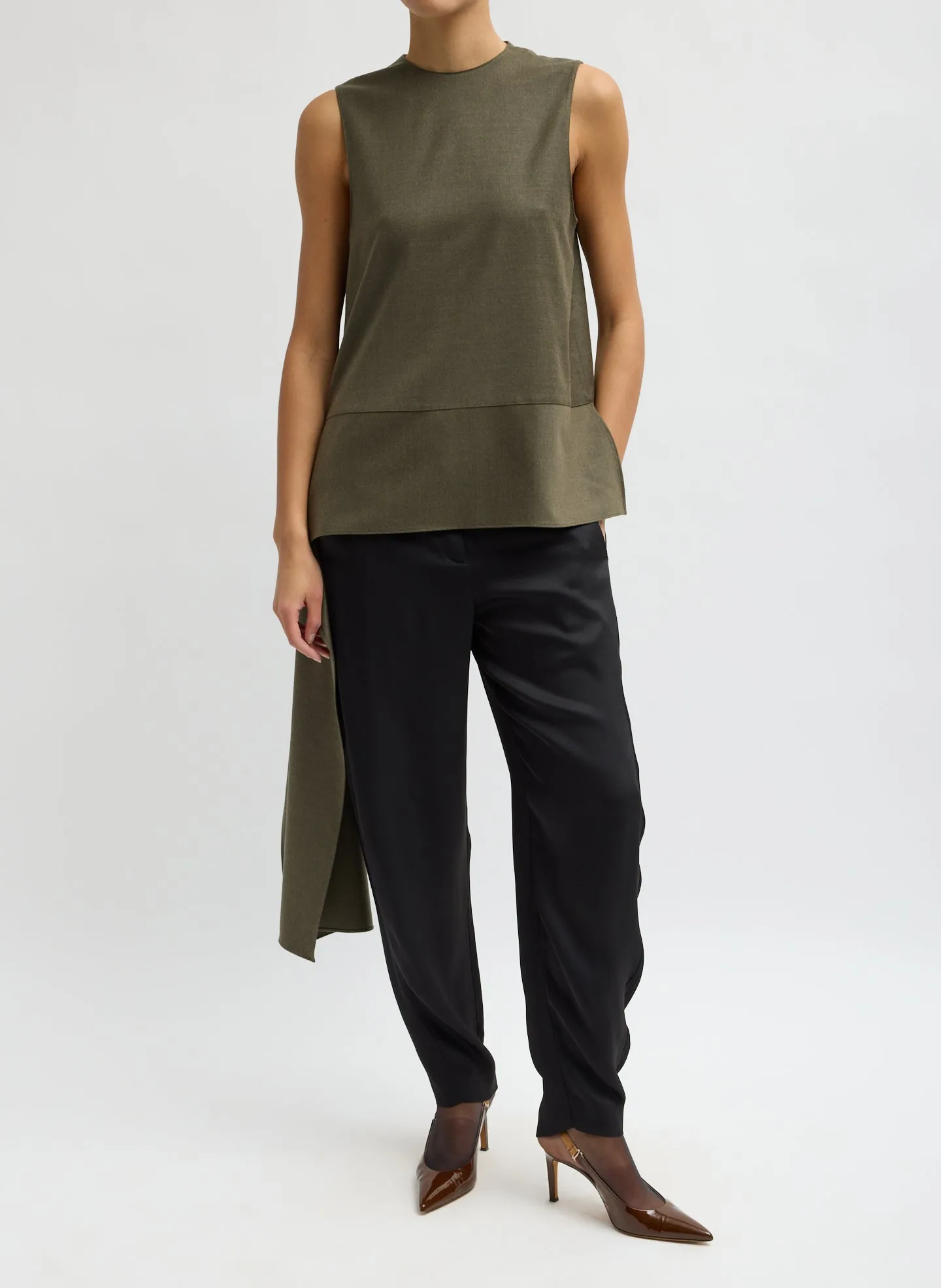 Cozy Flannel Asymmetrical Sleeveless Top sold by Tibi product image thumbnail 3