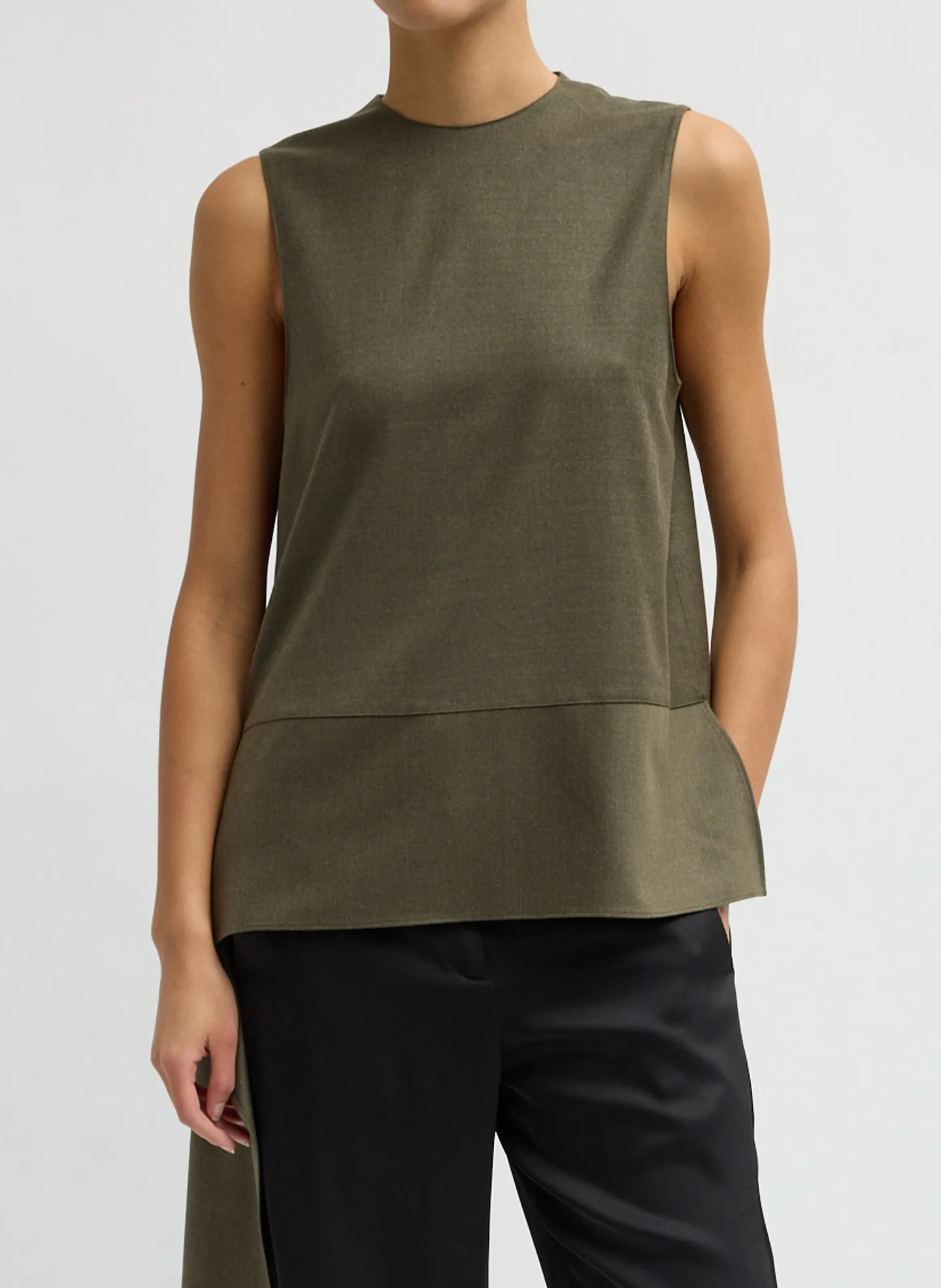 Cozy Flannel Asymmetrical Sleeveless Top sold by Tibi