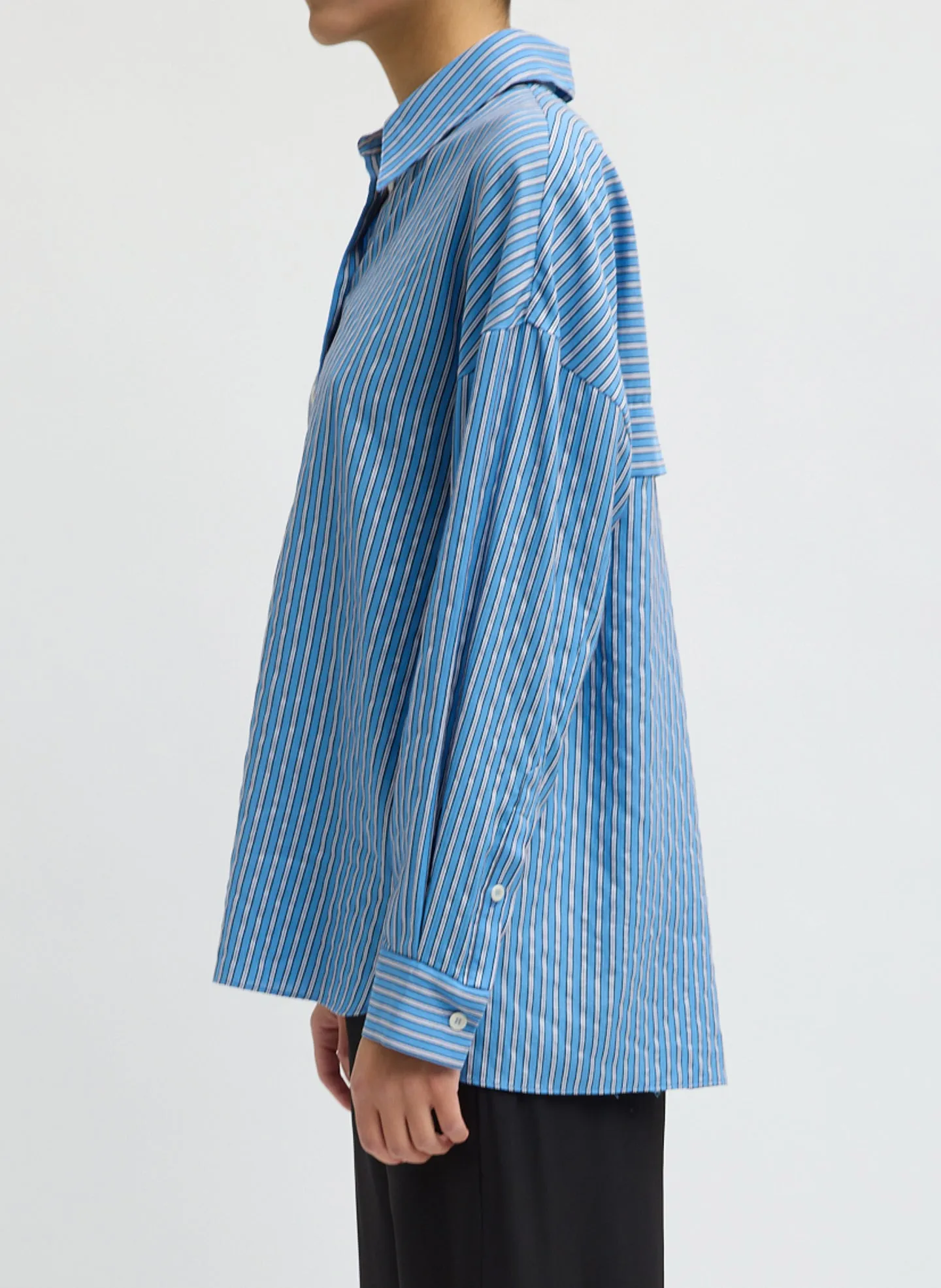 Edmund Lyocell Stripe Oversized Shirt sold by Tibi product image thumbnail 3