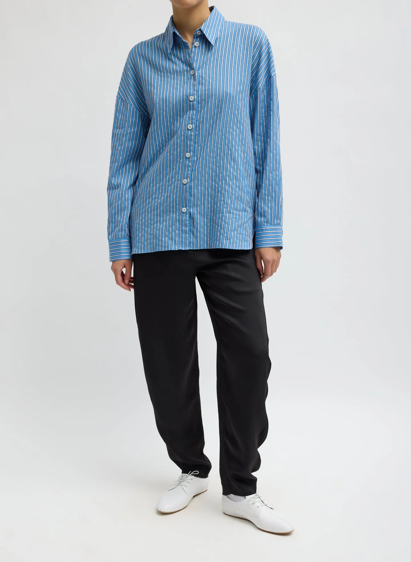 Edmund Lyocell Stripe Oversized Shirt sold by Tibi product image thumbnail 5