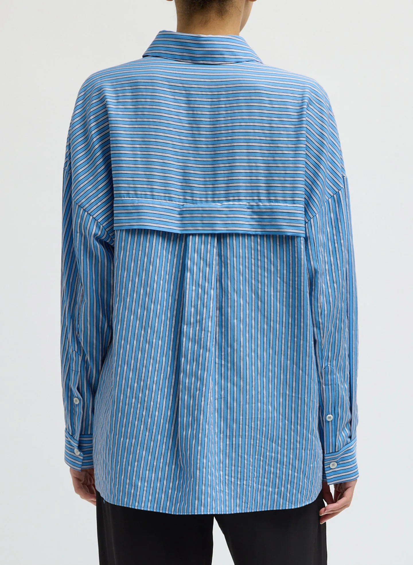 Edmund Lyocell Stripe Oversized Shirt sold by Tibi product image thumbnail 4