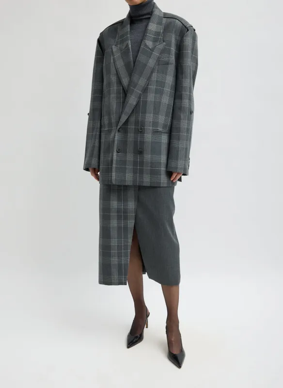 Papery Wool Plaid Easy Men's Blazer made by Tibi
