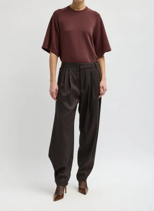 Herringbone Suiting Side Drape Pleated Trouser made by Tibi