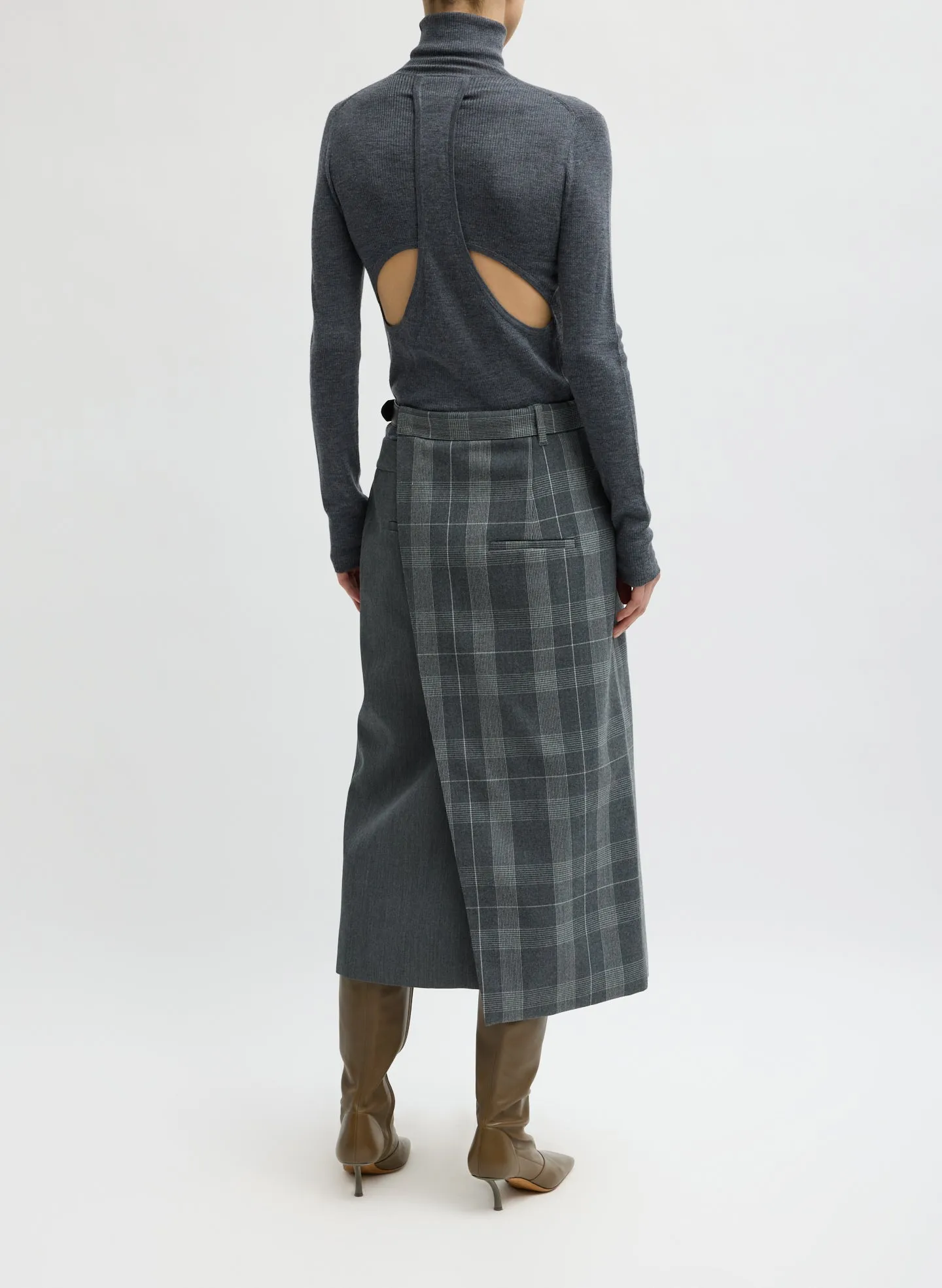 Papery Wool Plaid Double Apron Skirt sold by Tibi product image thumbnail 4