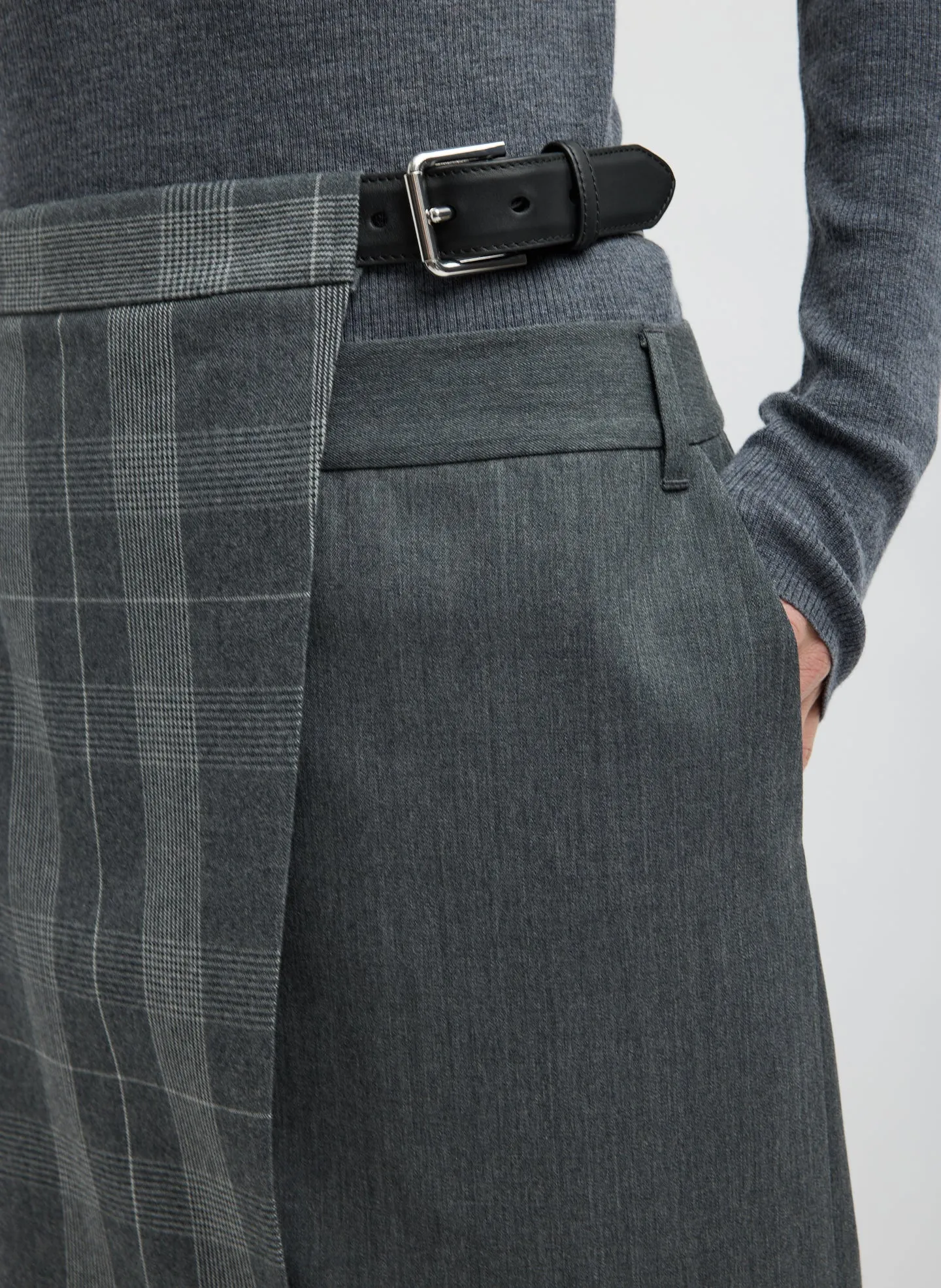 Papery Wool Plaid Double Apron Skirt sold by Tibi product image thumbnail 5