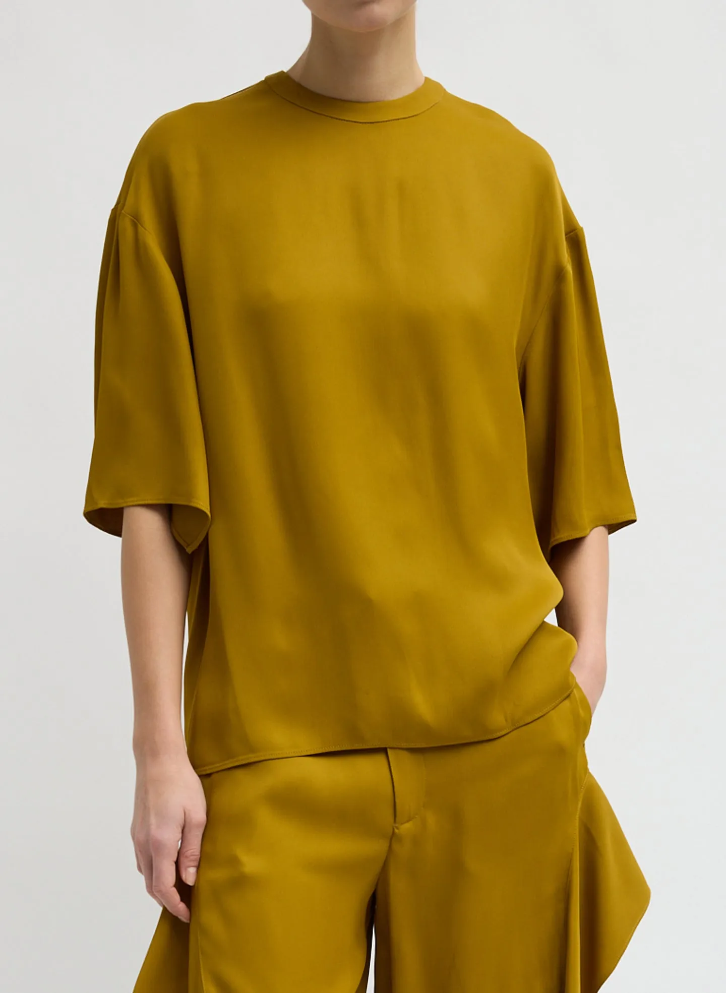 Eco Acetate Viscose Easy T-Shirt with Slit Detail sold by Tibi