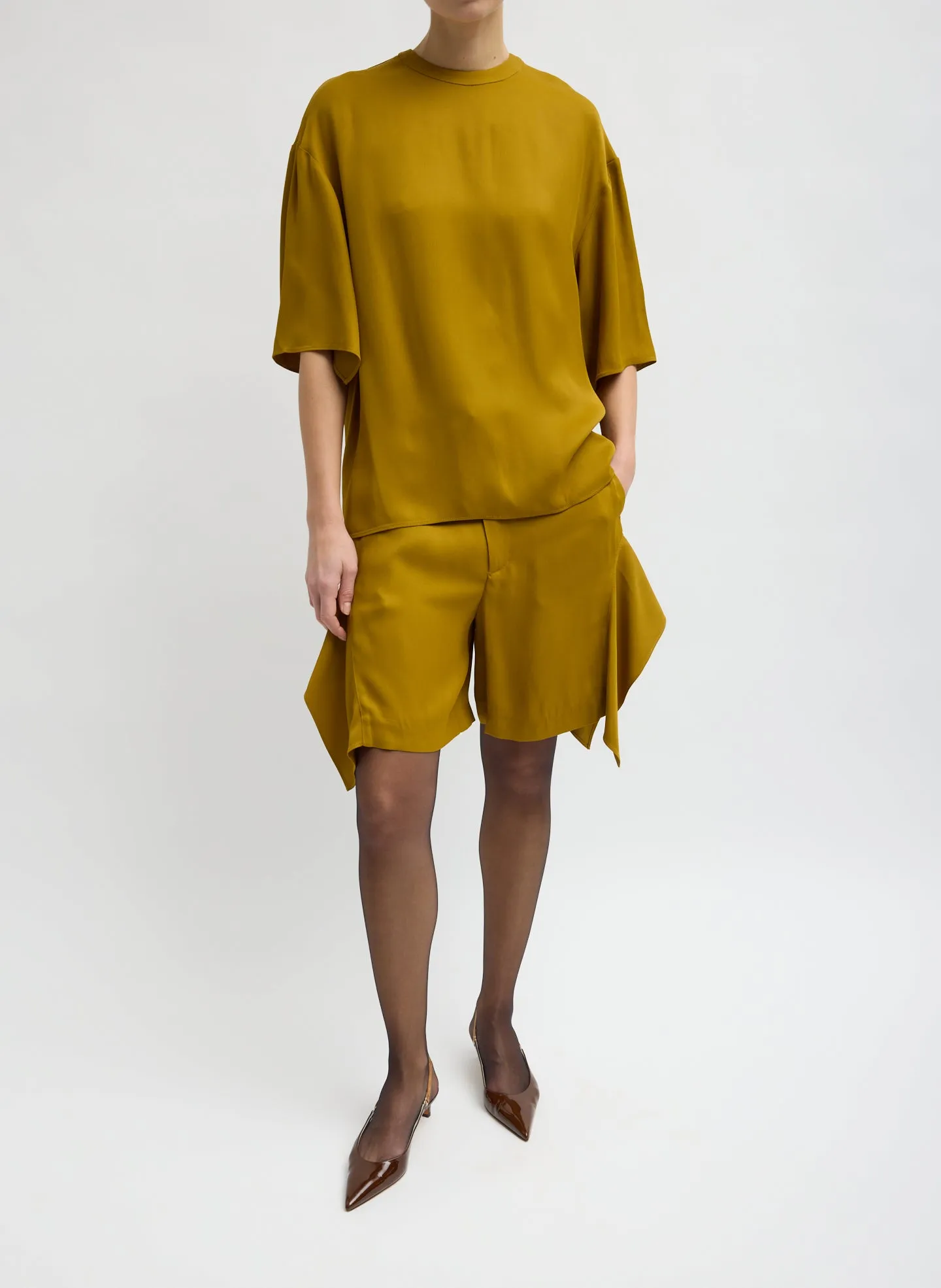 Eco Acetate Viscose Easy T-Shirt with Slit Detail sold by Tibi product image thumbnail 4
