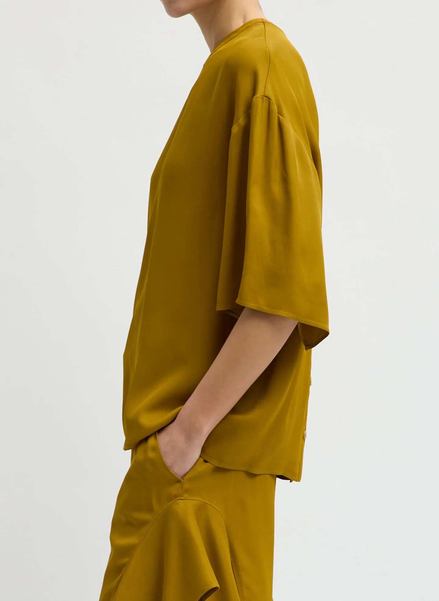 Eco Acetate Viscose Easy T-Shirt with Slit Detail sold by Tibi product image thumbnail 2