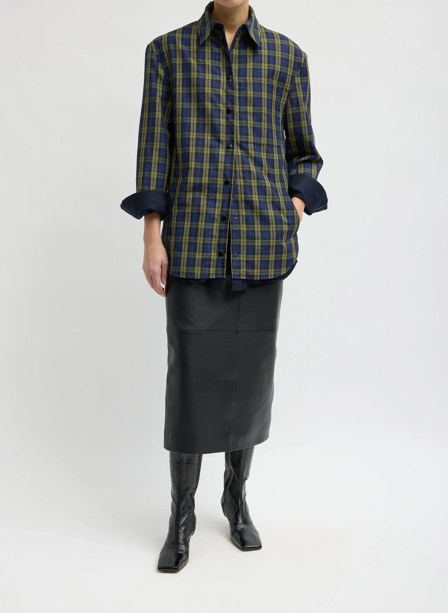 Techy Plaid Easy Shirt Jacket sold by Tibi product image thumbnail 4