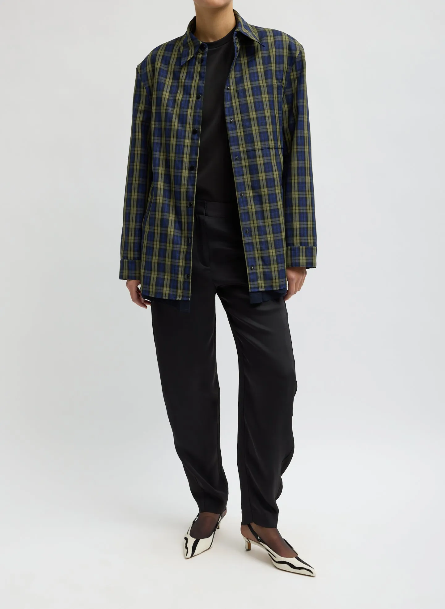Techy Plaid Easy Shirt Jacket sold by Tibi product image thumbnail 3