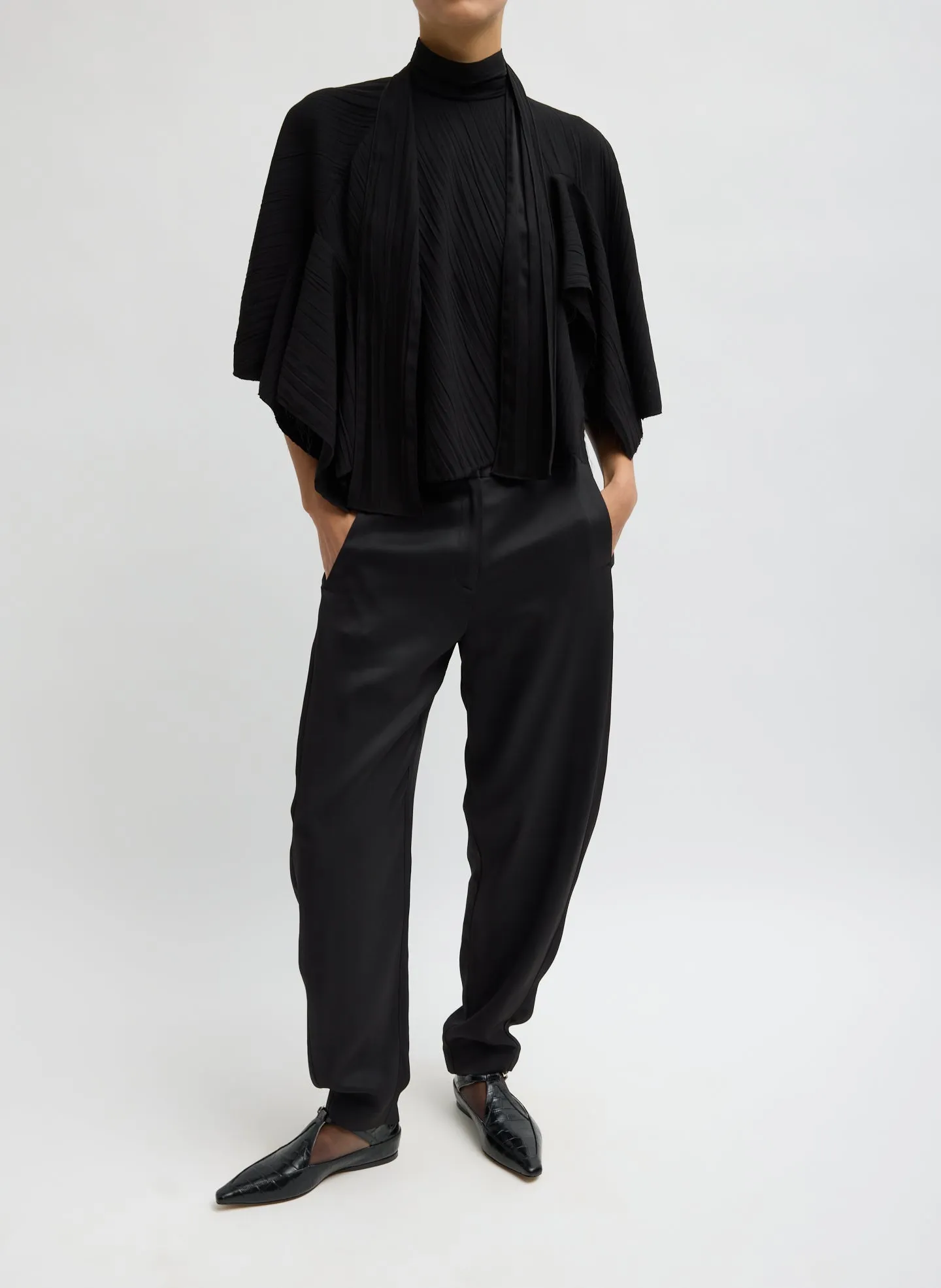 Creased Acetate Drape Cape Tie Top sold by Tibi product image thumbnail 5