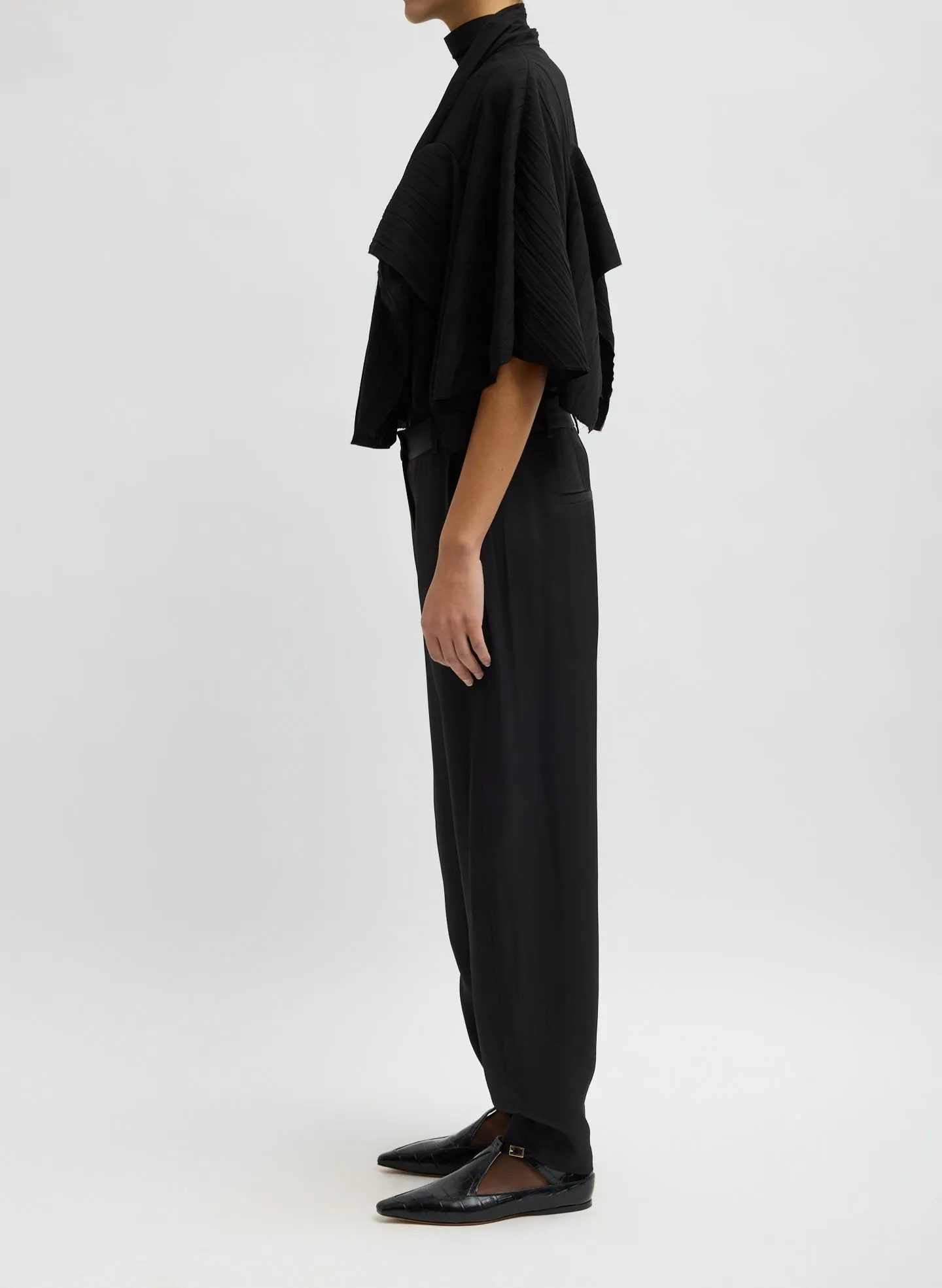 Creased Acetate Drape Cape Tie Top sold by Tibi product image thumbnail 3