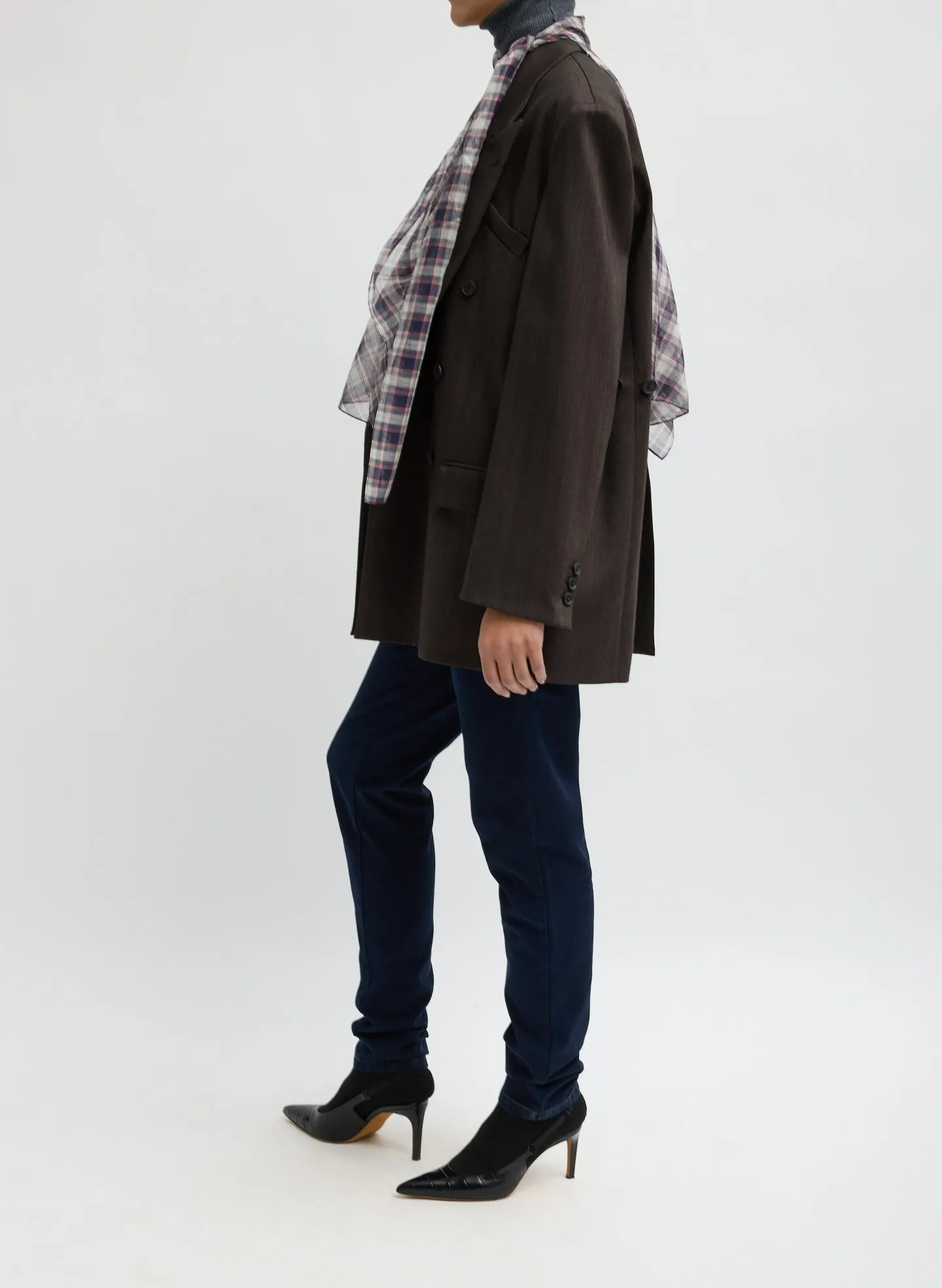 Silk Cotton Plaid Cape Tie Top sold by Tibi product image thumbnail 3