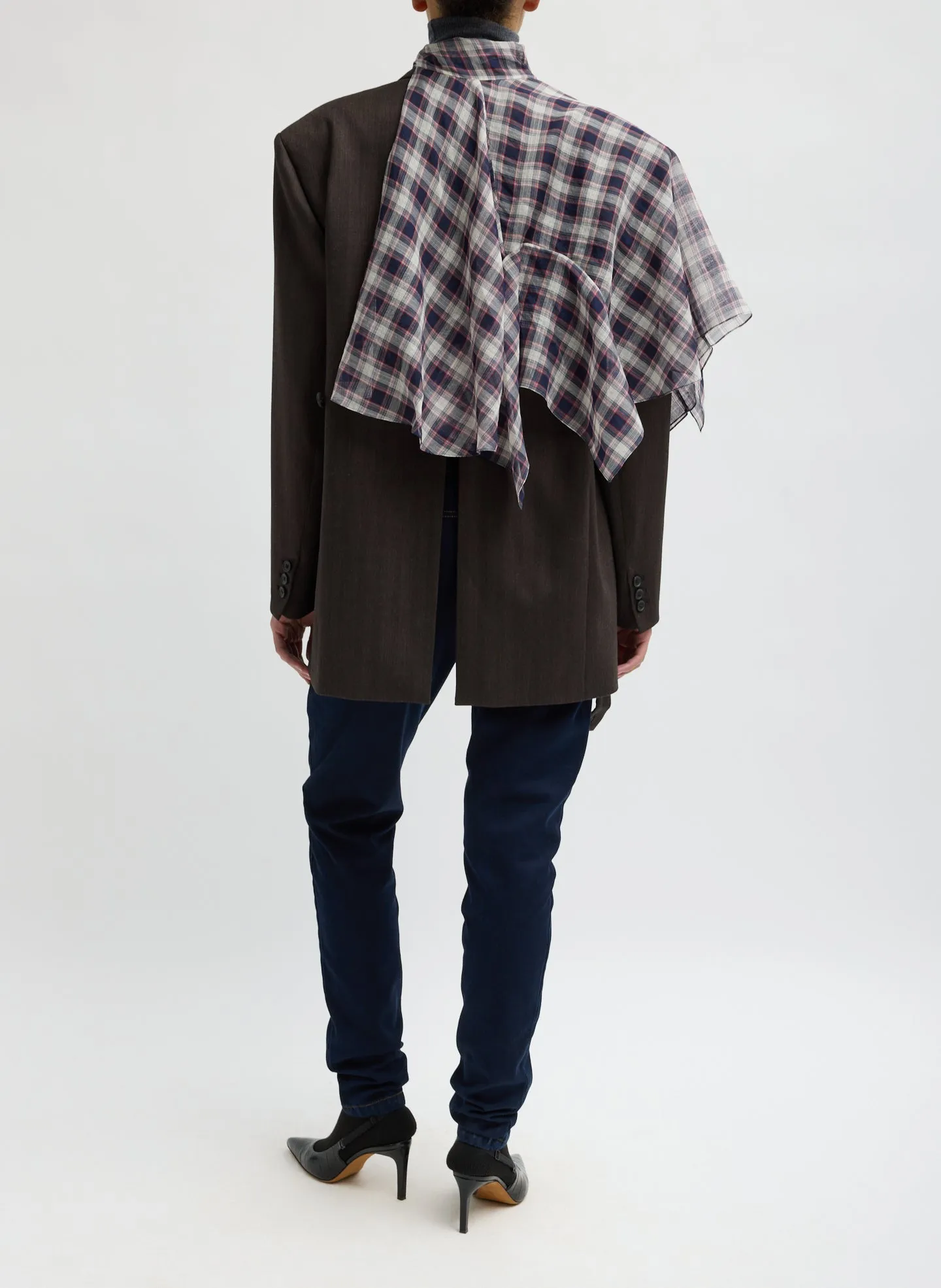 Silk Cotton Plaid Cape Tie Top sold by Tibi product image thumbnail 5