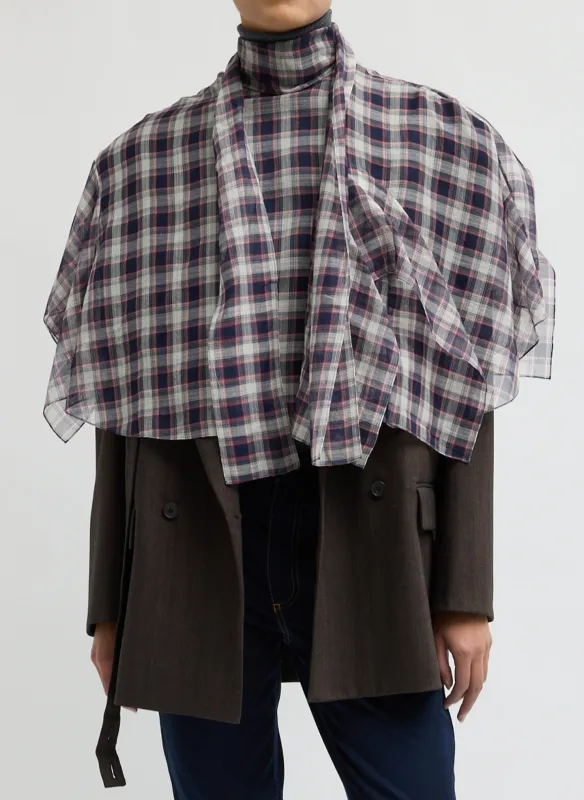 Silk Cotton Plaid Cape Tie Top made by Tibi