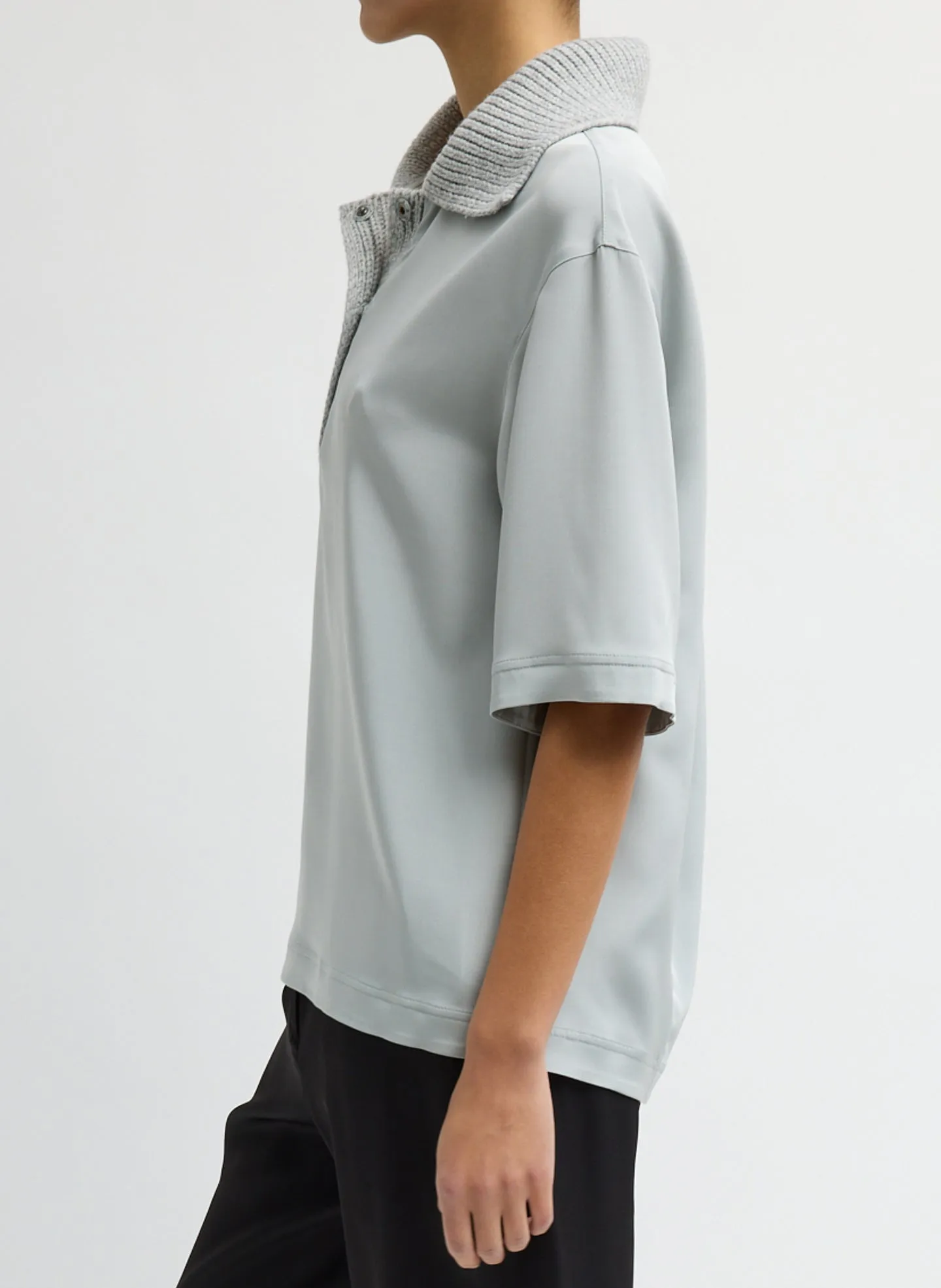 Stretch Silk Nylon Knit Collar Cocoon Top sold by Tibi product image thumbnail 3