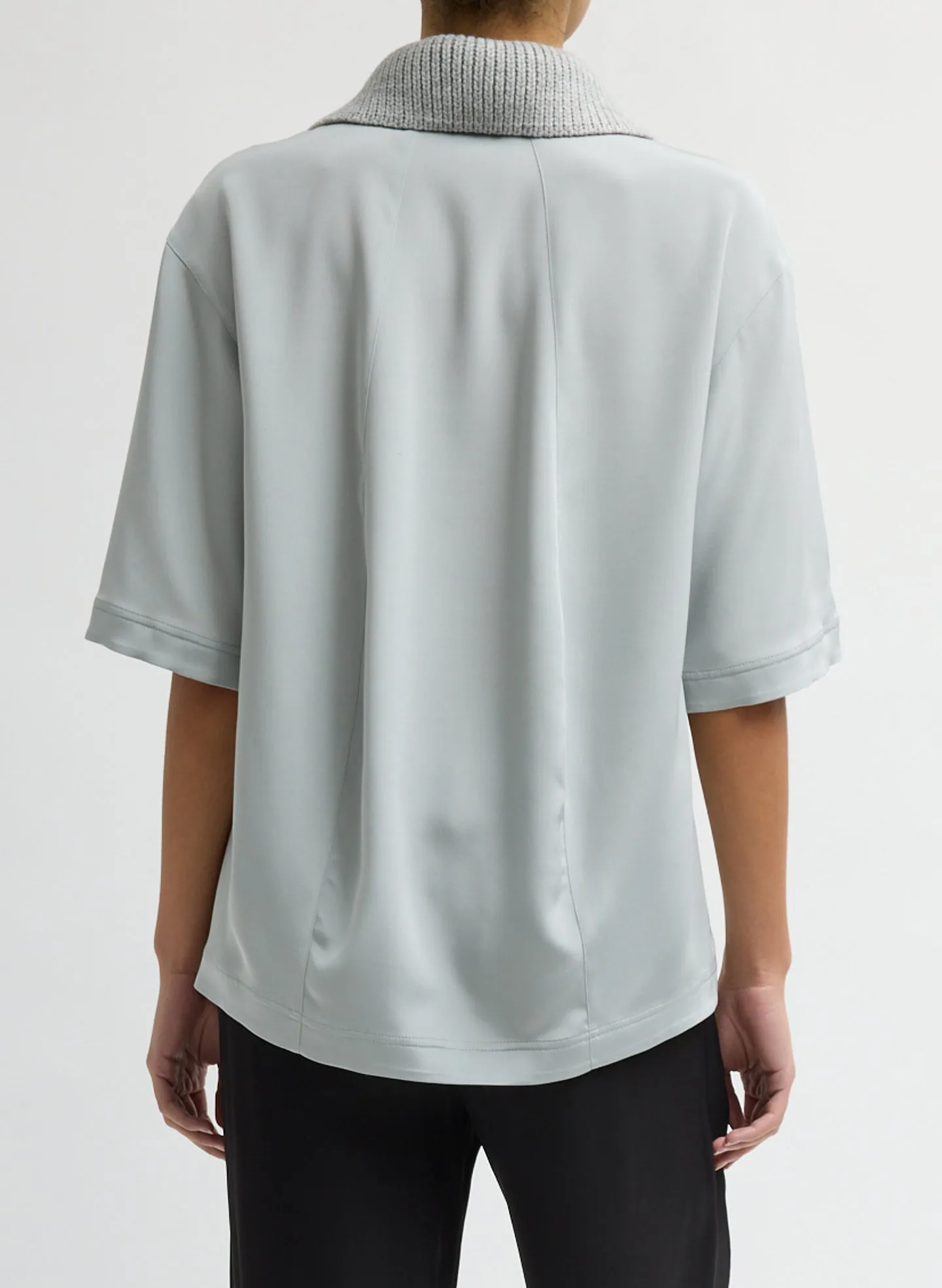 Stretch Silk Nylon Knit Collar Cocoon Top sold by Tibi product image thumbnail 4