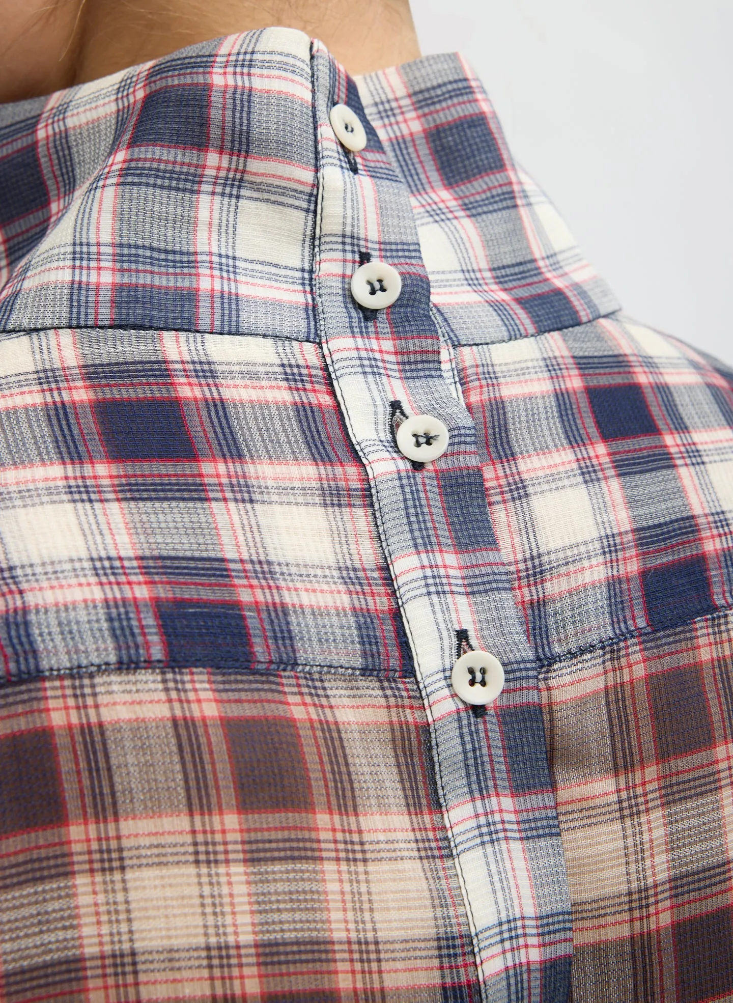 Silk Cotton Plaid Funnel Neck Top sold by Tibi product image thumbnail 5