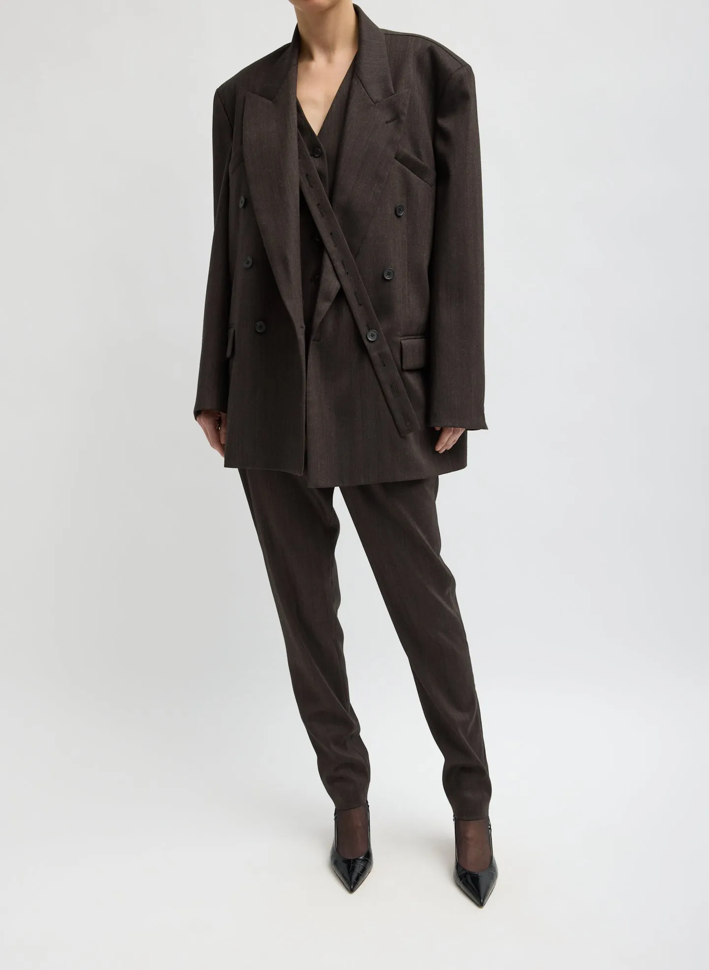 Herringbone Suiting Marcus Slim Trouser sold by Tibi product image thumbnail 5