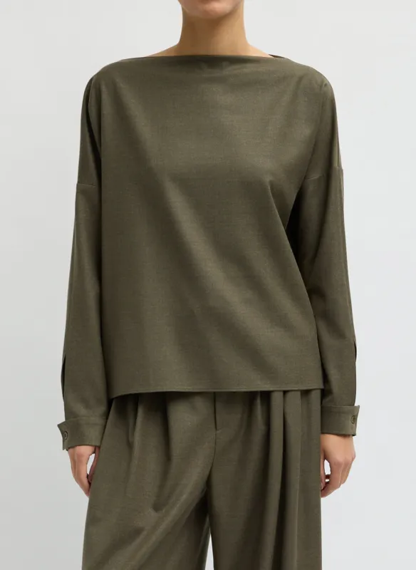 Cozy Flannel Boatneck Dolman Sleeve Top made by Tibi