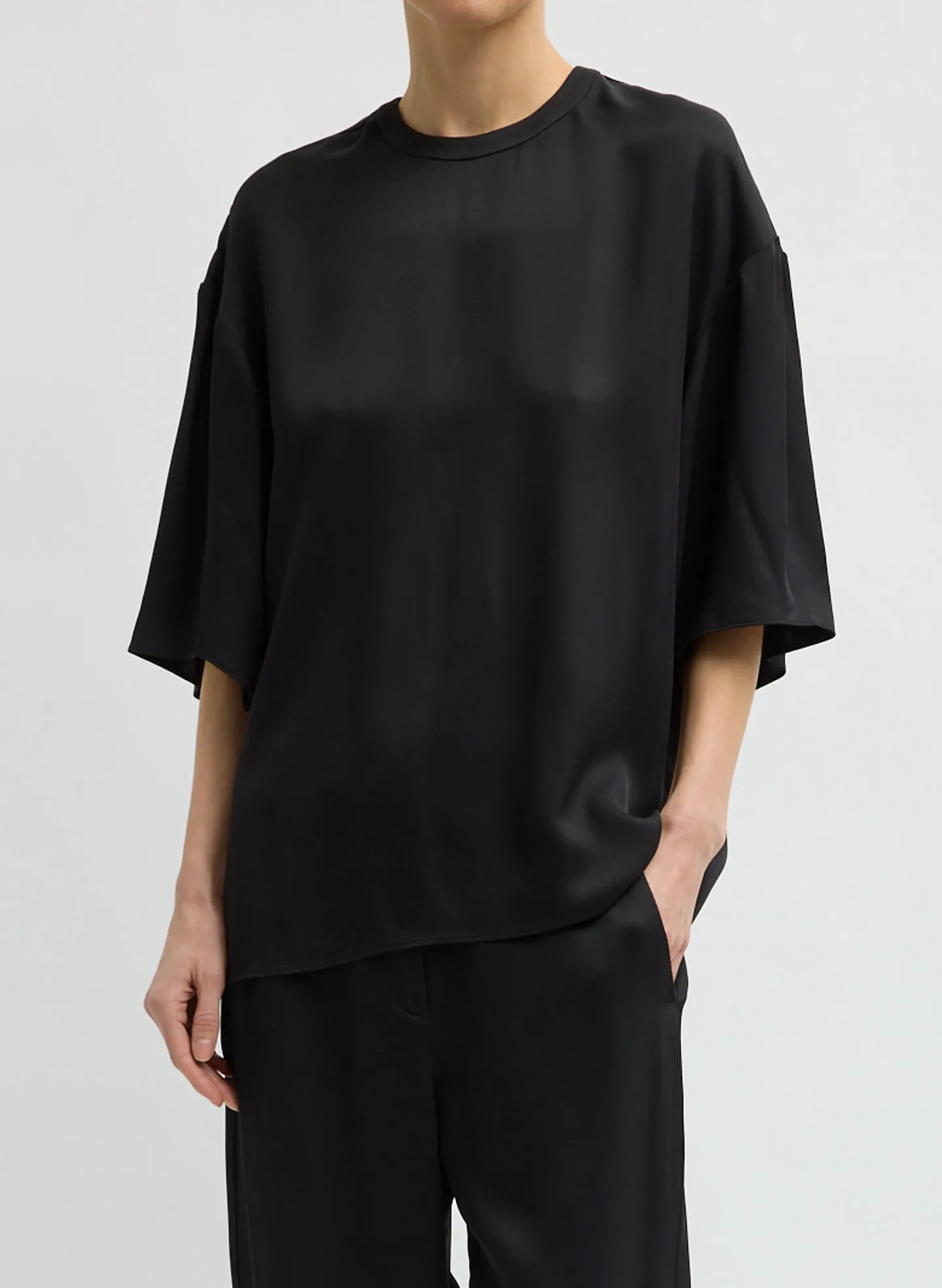 Eco Acetate Viscose Easy T-Shirt with Slit Detail sold by Tibi