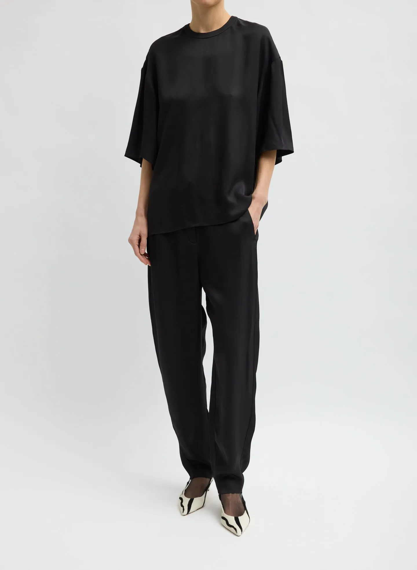 Eco Acetate Viscose Easy T-Shirt with Slit Detail sold by Tibi product image thumbnail 4