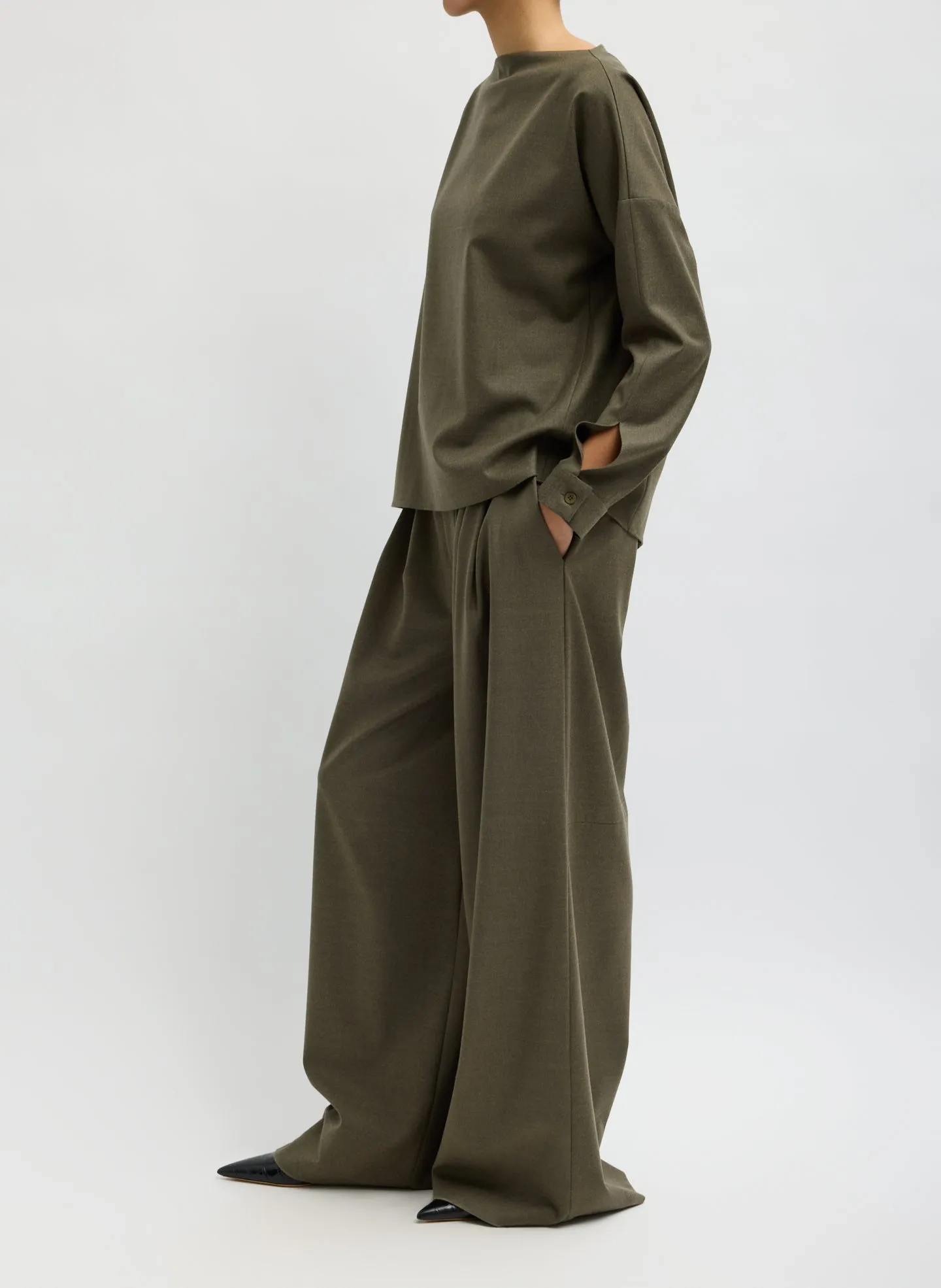 Cozy Flannel Triple Pleat Pant sold by Tibi product image thumbnail 2