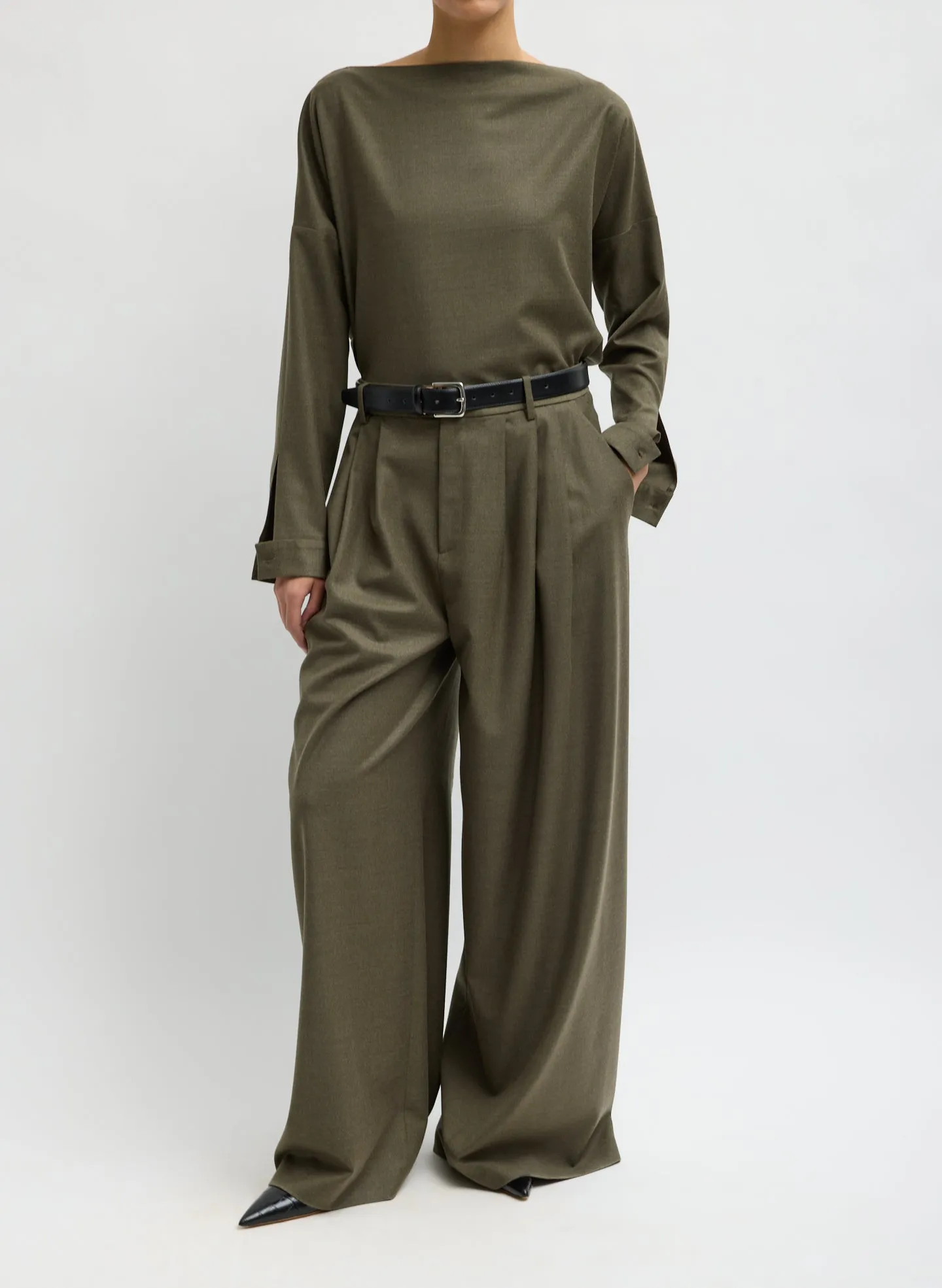 Cozy Flannel Triple Pleat Pant sold by Tibi
