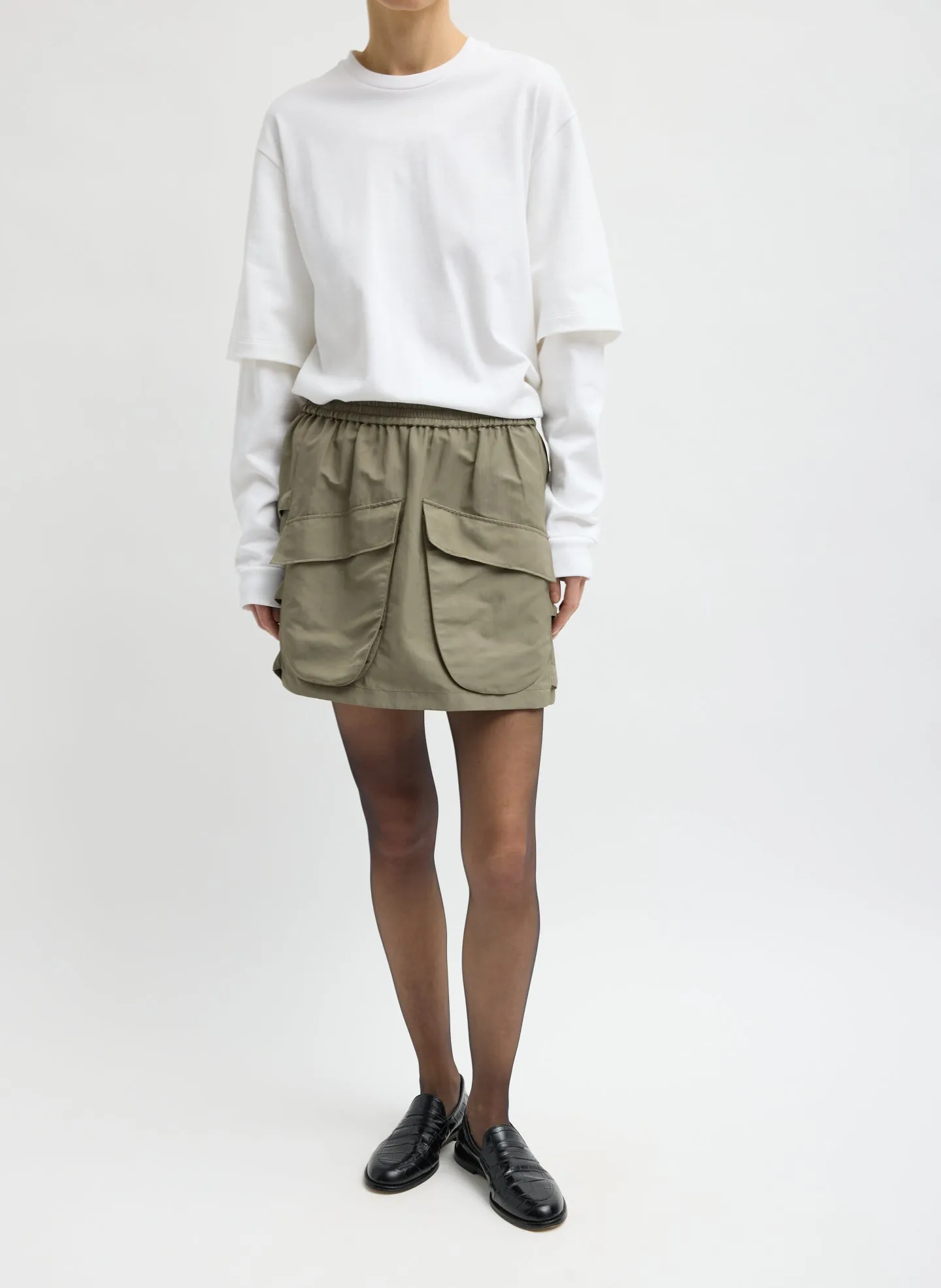 Techy Twill Pull On Mini Skirt sold by Tibi