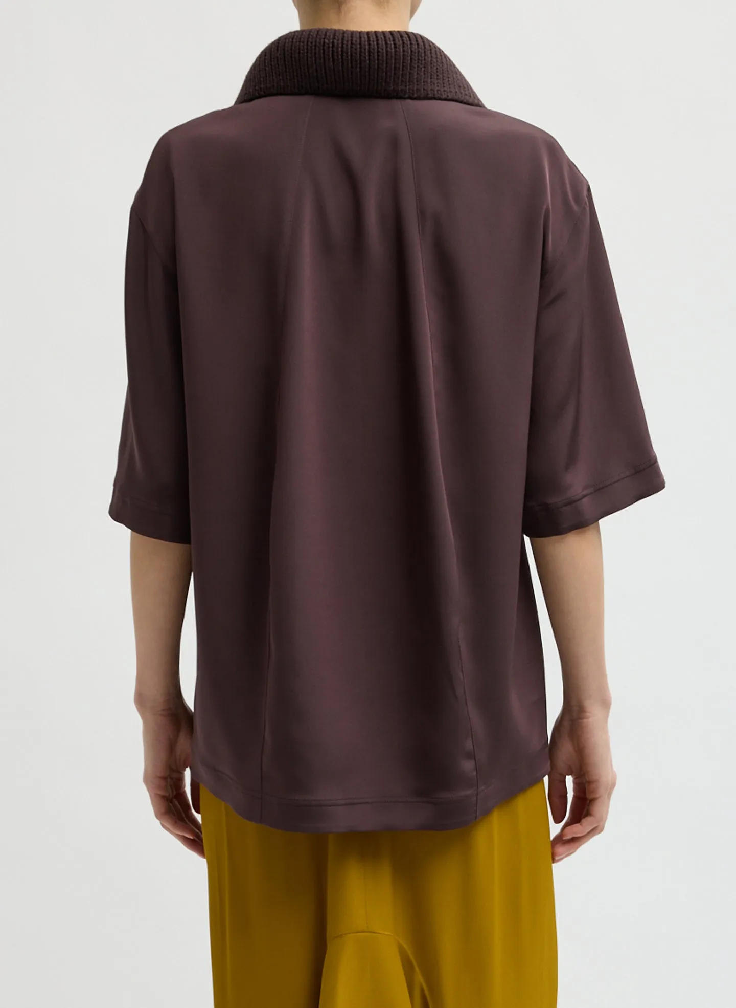 Strech Silk Nylon Knit Collar Cocoon Top sold by Tibi product image thumbnail 4