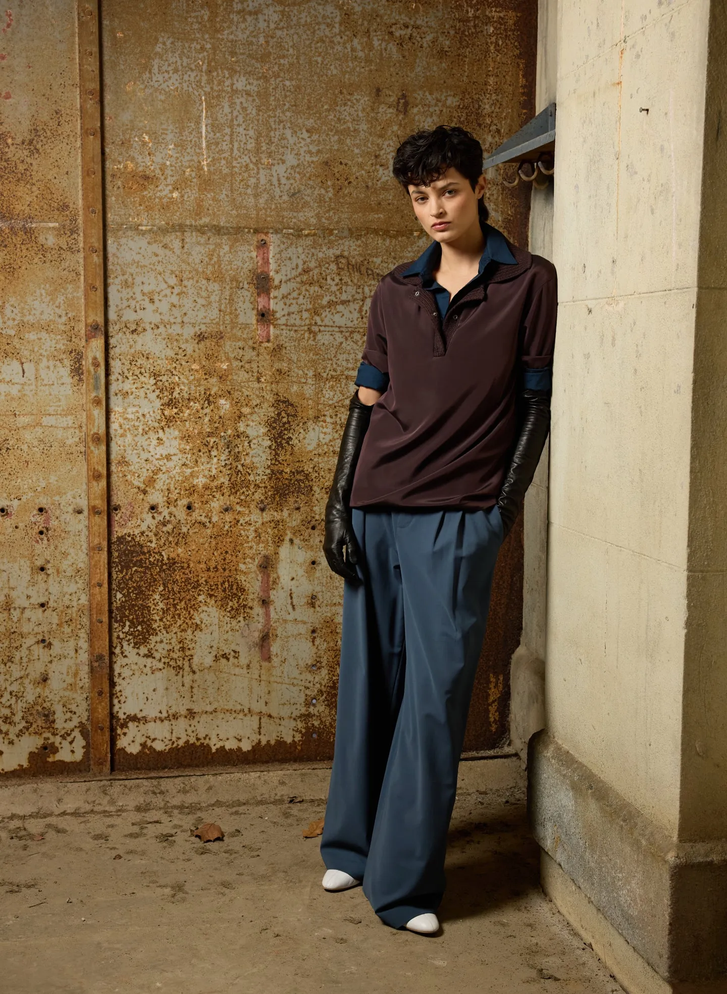 Strech Silk Nylon Knit Collar Cocoon Top sold by Tibi product image thumbnail 2