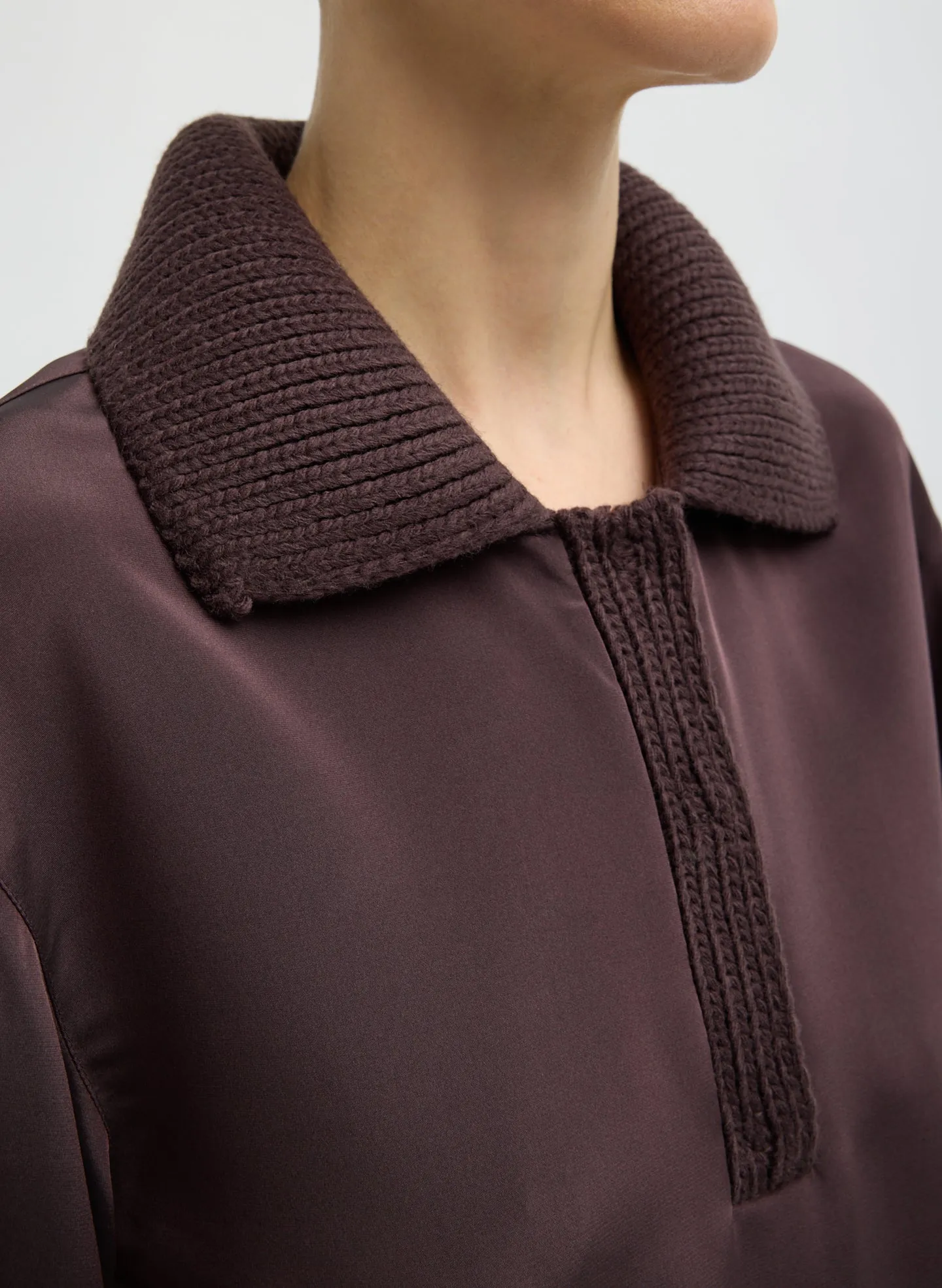 Strech Silk Nylon Knit Collar Cocoon Top sold by Tibi product image thumbnail 5