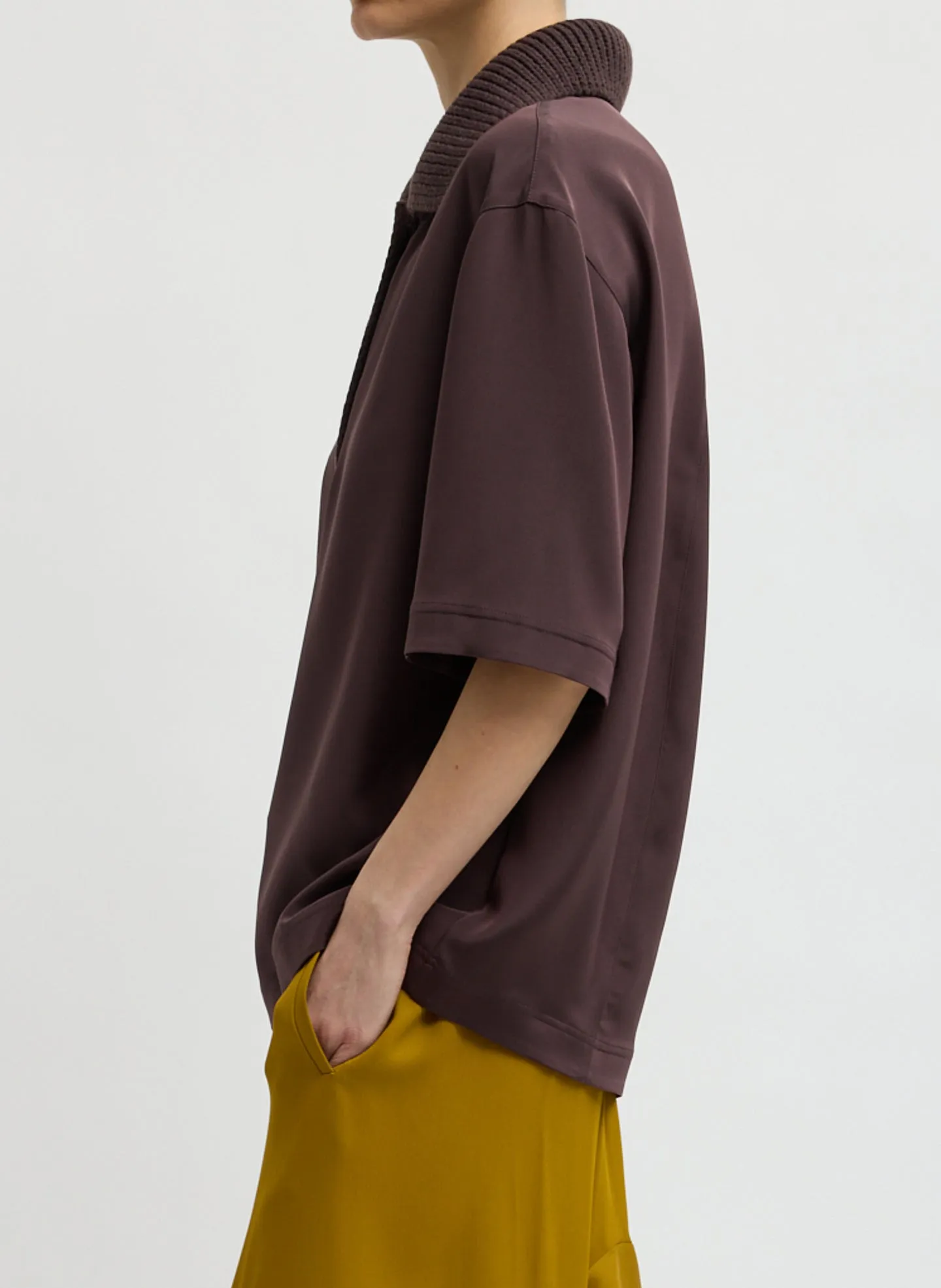 Strech Silk Nylon Knit Collar Cocoon Top sold by Tibi product image thumbnail 3