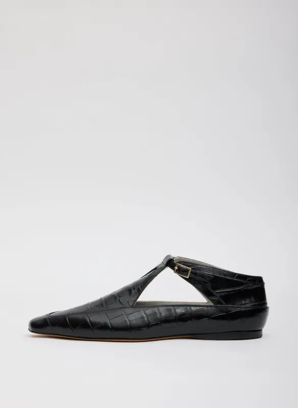 Somerset Crocodile Embossed Flat made by Tibi
