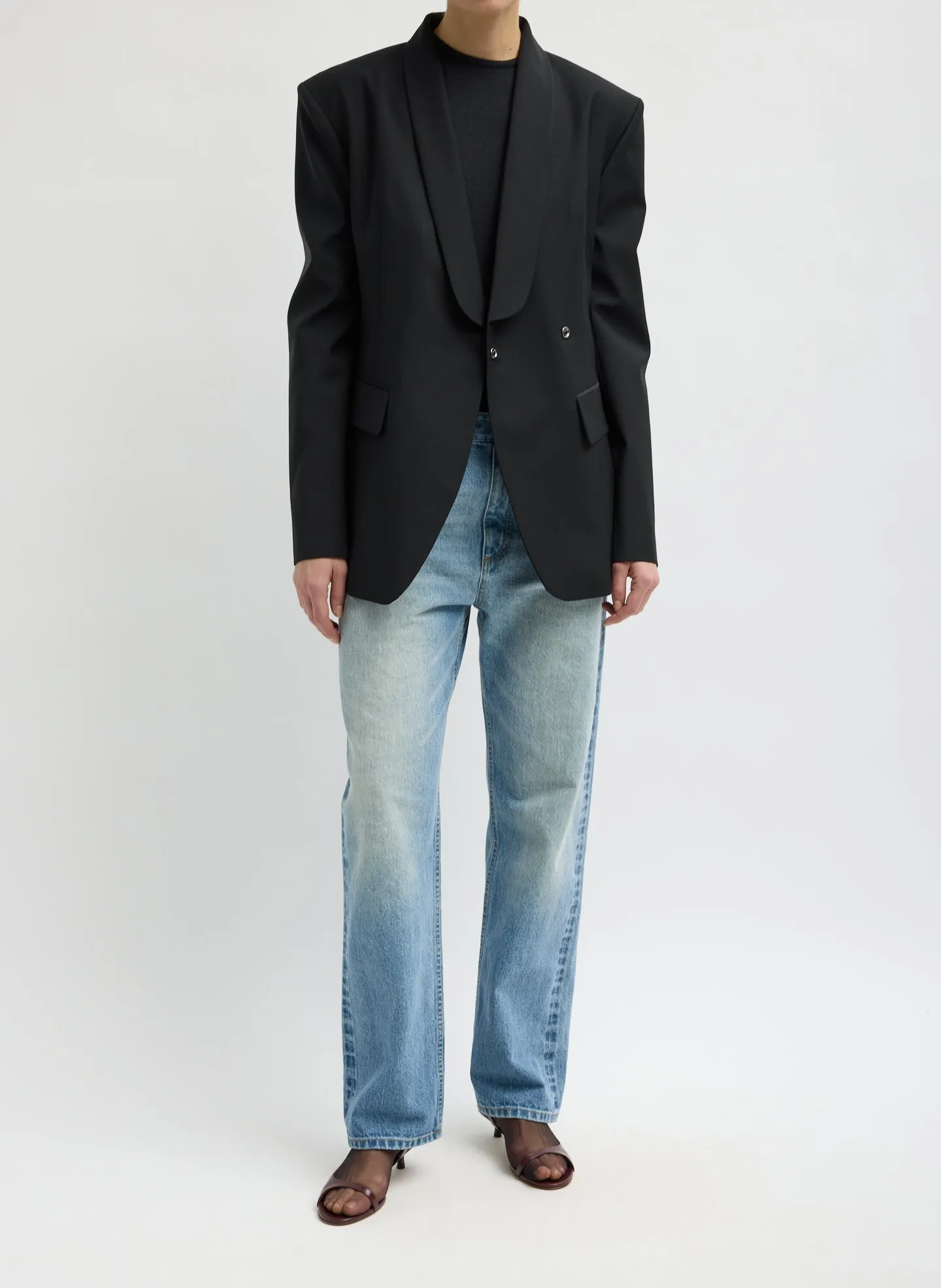 Recycled Tropical Wool Tuxedo Zip Blazer sold by Tibi