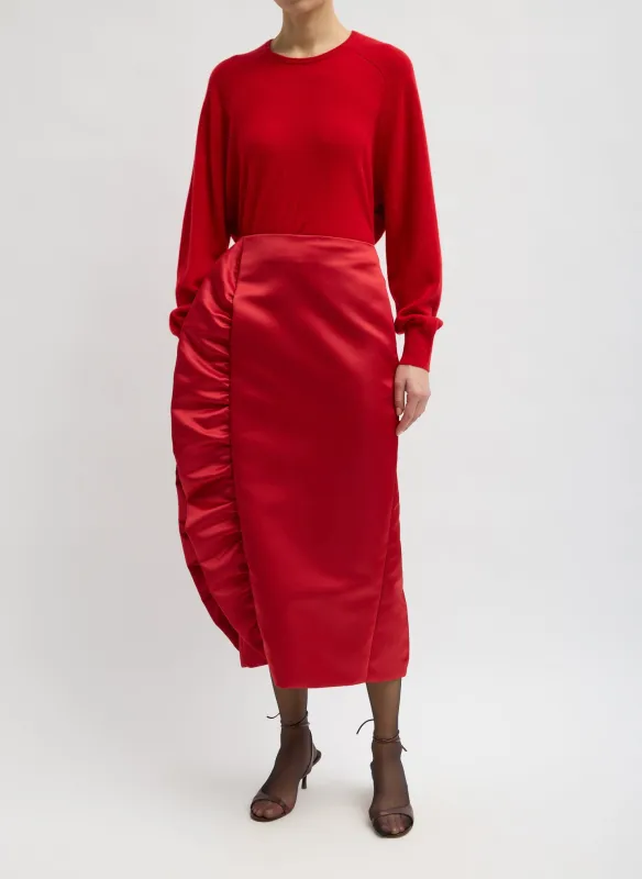 Tech Satin Side Ruffle Skirt made by Tibi